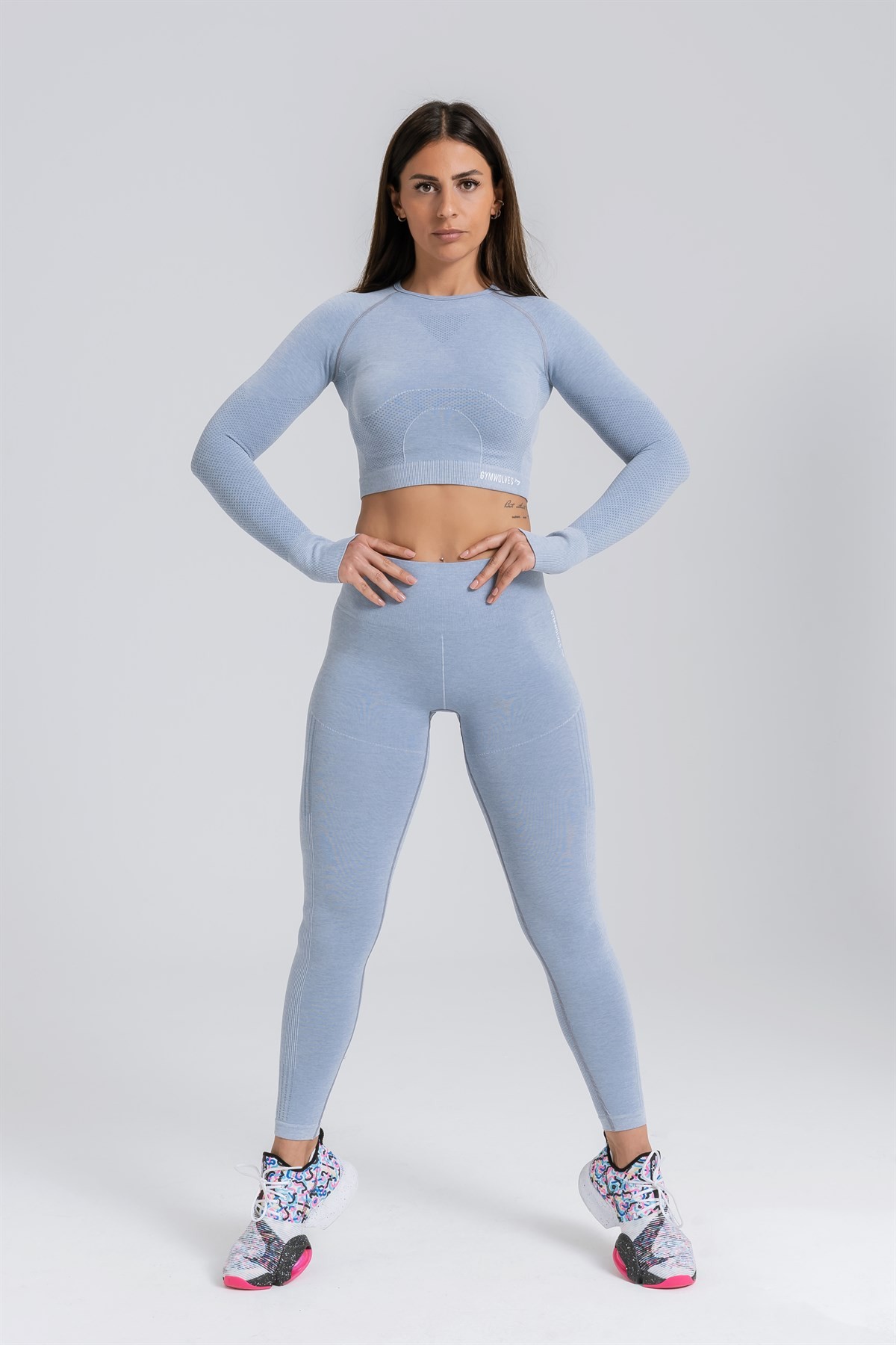 Gymwolves Dikişsiz Spor Tayt | Seamles Leggings | Light Blue | Enerji Serisi |