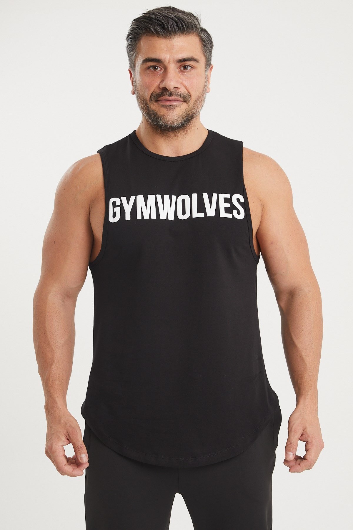 Gymwolves Erkek Kolsuz T-Shirt | Erkek Spor T-shirt | Siyah | Workout Tanktop |