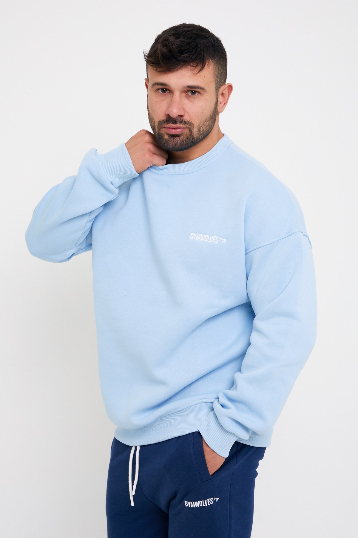 Gymwolves Erkek Sweatshirt | Light Blue |
