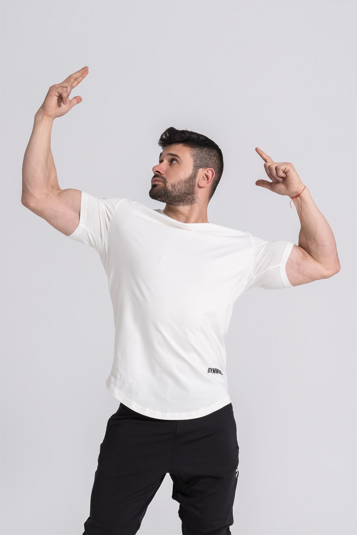 Gymwolves Erkek Spor T-Shirt | T-shirt | Workout Tanktop | Krem | Never Give Up |