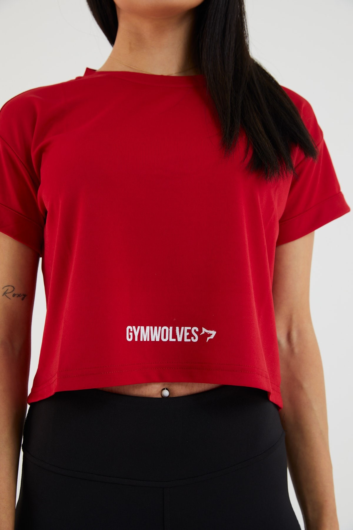 Gymwolves Kadın T-Shirt Crop/ Kırmızı |  Spor Tshirt