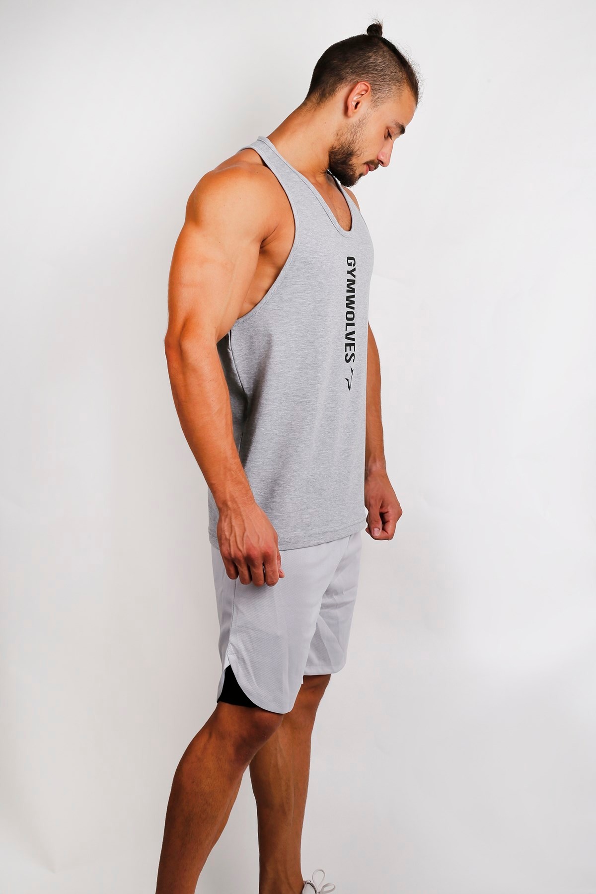 Gymwolves Spor Atleti | Stringer | Workout Tanktop | Gri | Comfortable Serisi