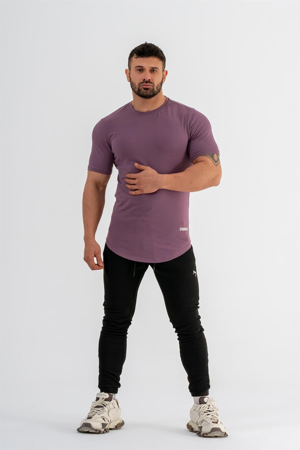 Gymwolves Erkek Spor T-Shirt | T-shirt | Mor | Workout Tanktop | Never Give Up |
