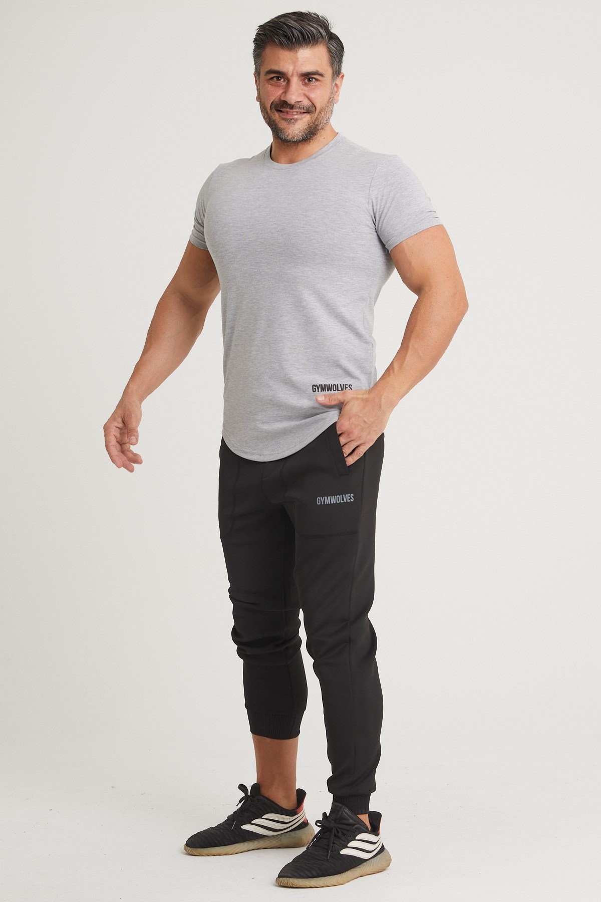 Gymwolves Erkek Spor T-Shirt | T-shirt | Workout Tanktop | Gri | Never Give Up |