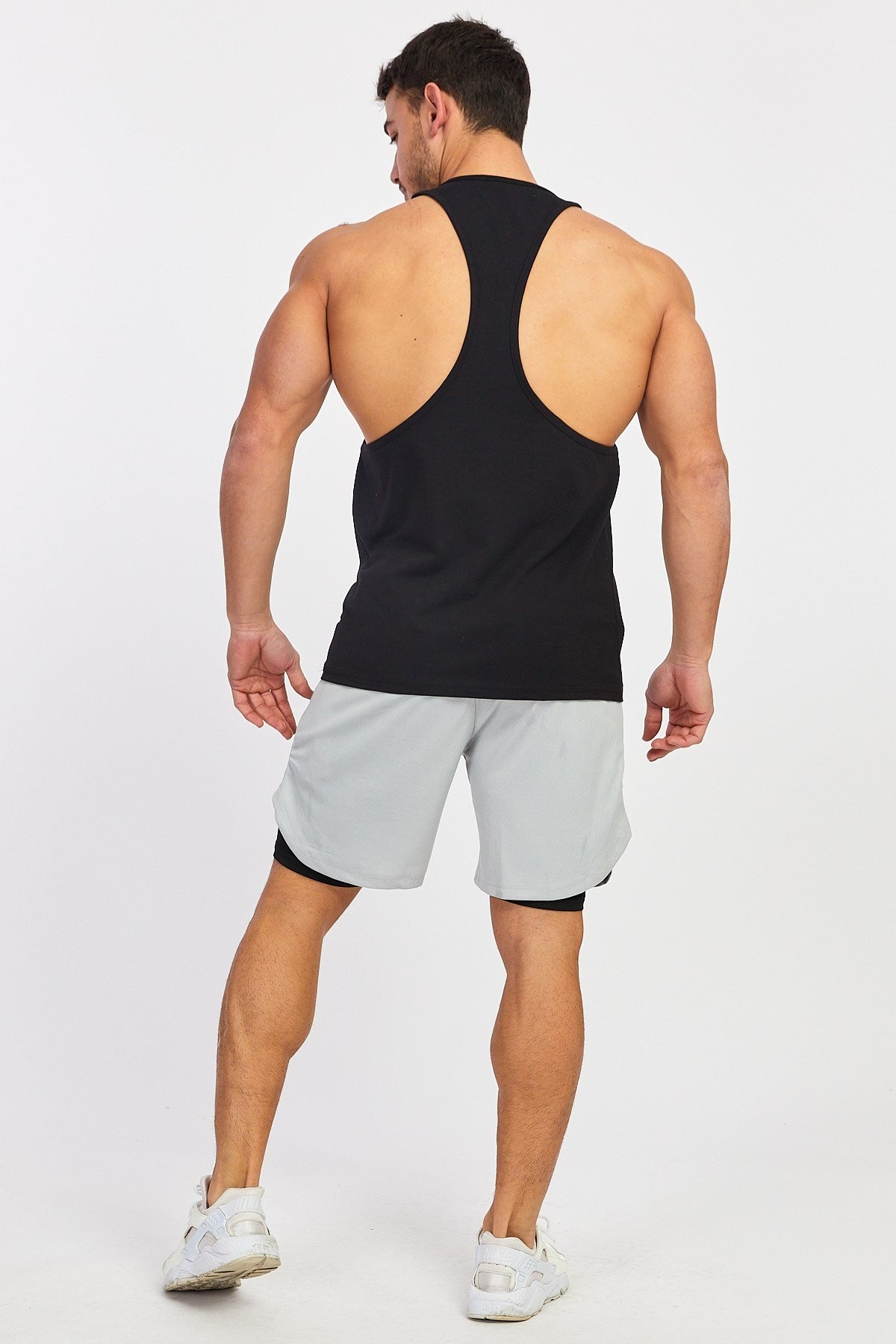 Gymwolves Erkek Spor Atleti | Stringer | Workout Tanktop | Siyah | Wolf Serisi