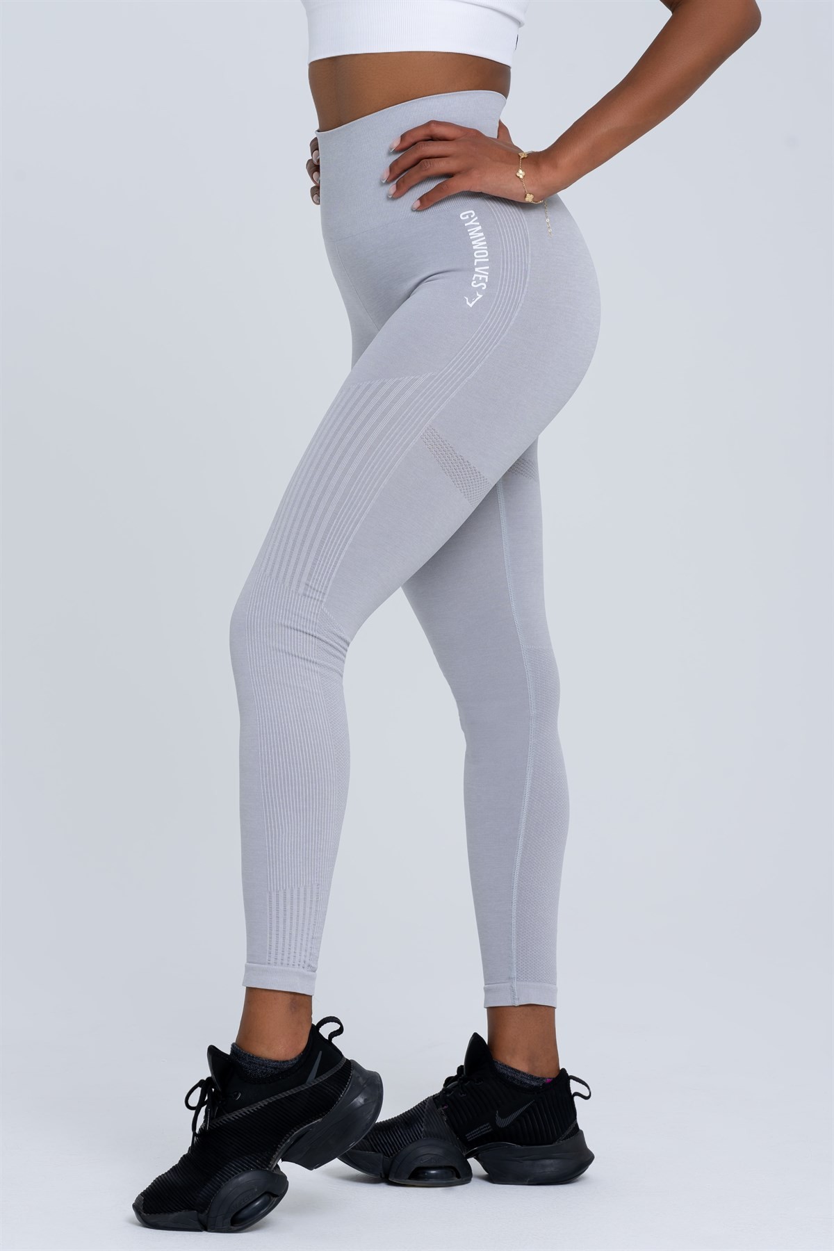 Gymwolves Dikişsiz Spor Tayt | Light Gri | Seamles Leggings | Enerji Serisi |