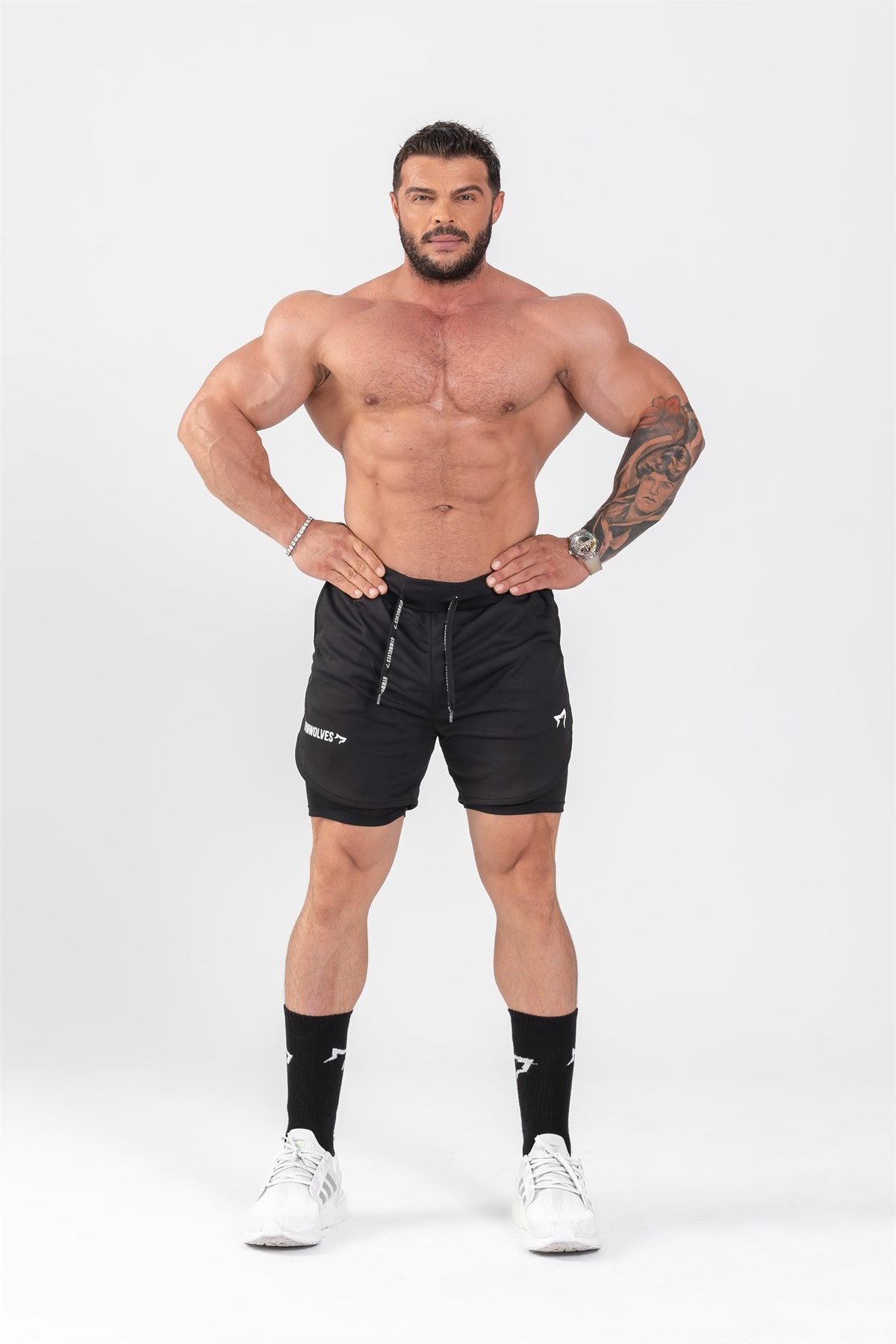 Gymwolves Erkek Spor Şort Çift Katmanlı | Siyah | Comfortable Serisi |