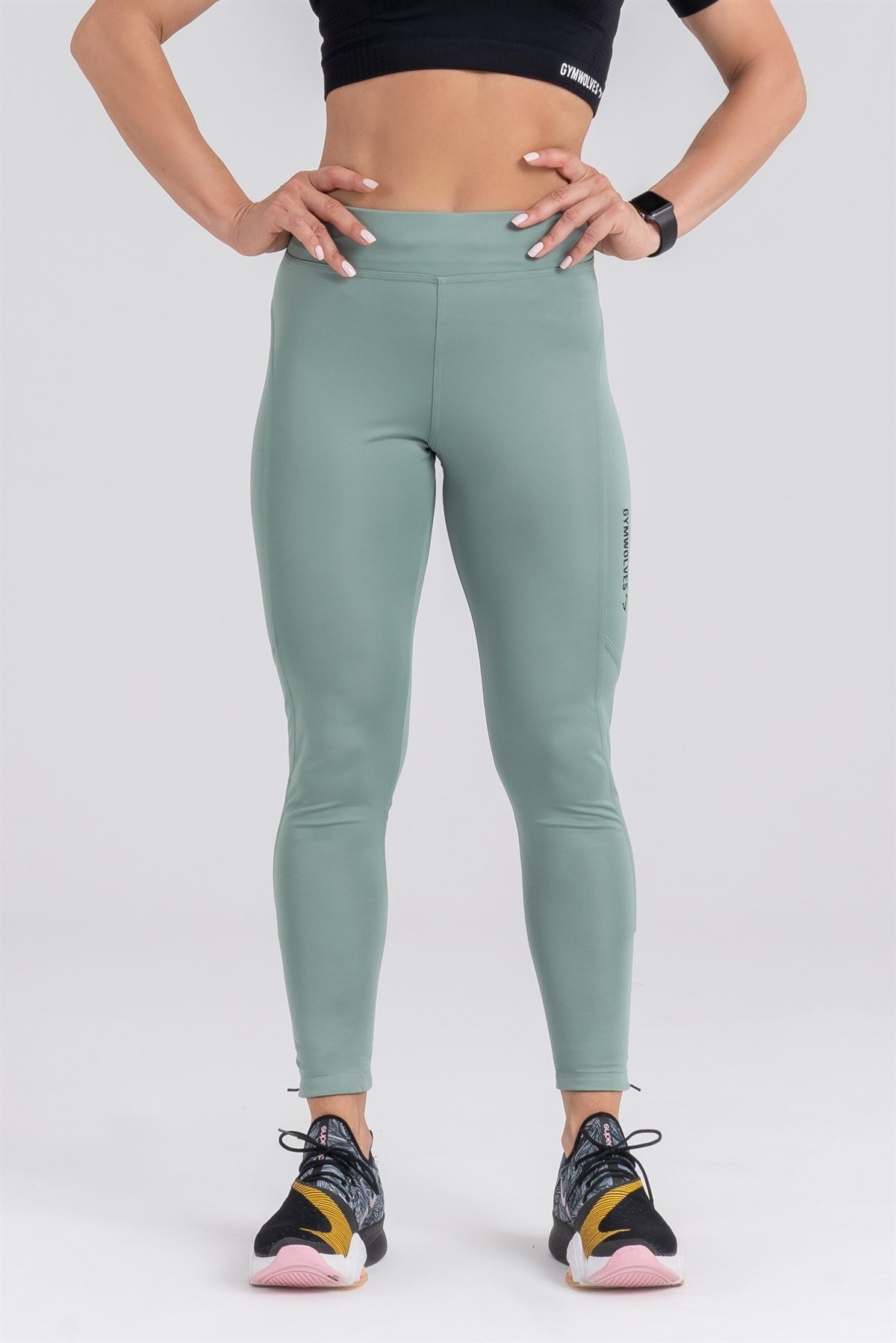 Gymwolves Spor Tayt | Push Up Woman Sports Leggings | Yeşil | Running Series |