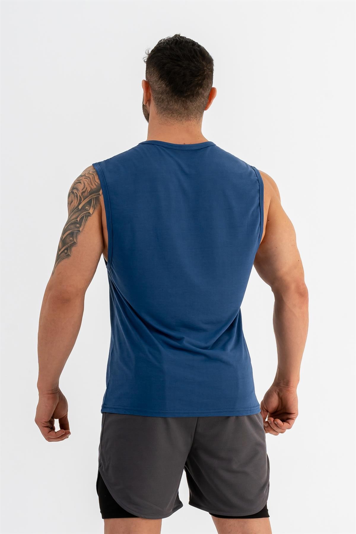 Gymwolves Erkek Kolsuz T-Shirt | Erkek Spor T-shirt | İndigo | Workout Tanktop |