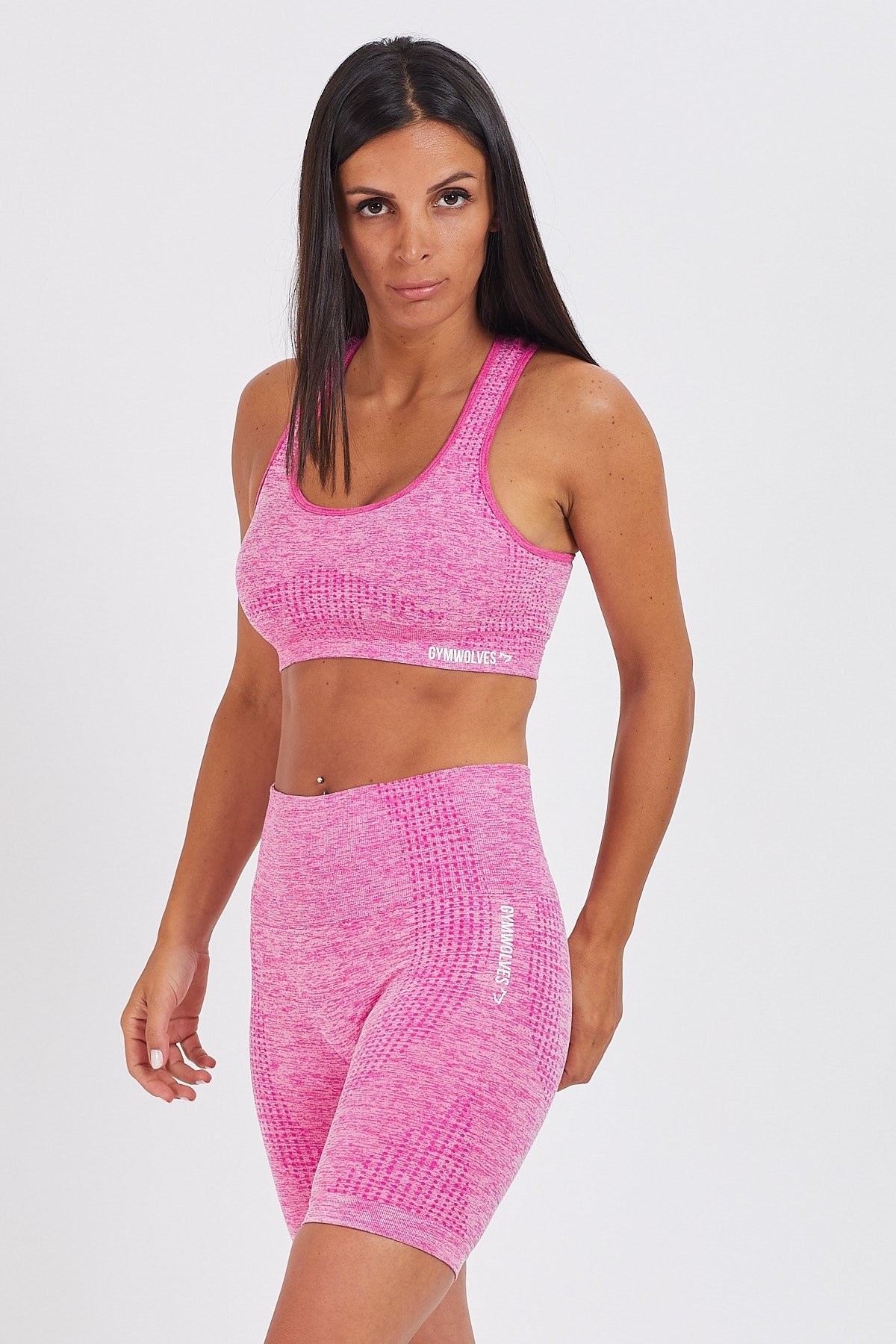 Gymwolves Kadın Spor Şort | Koyu Pembe | Aktivated Serisi | Dikişsiz Spor Şort | Woman Biker Sports Sorts