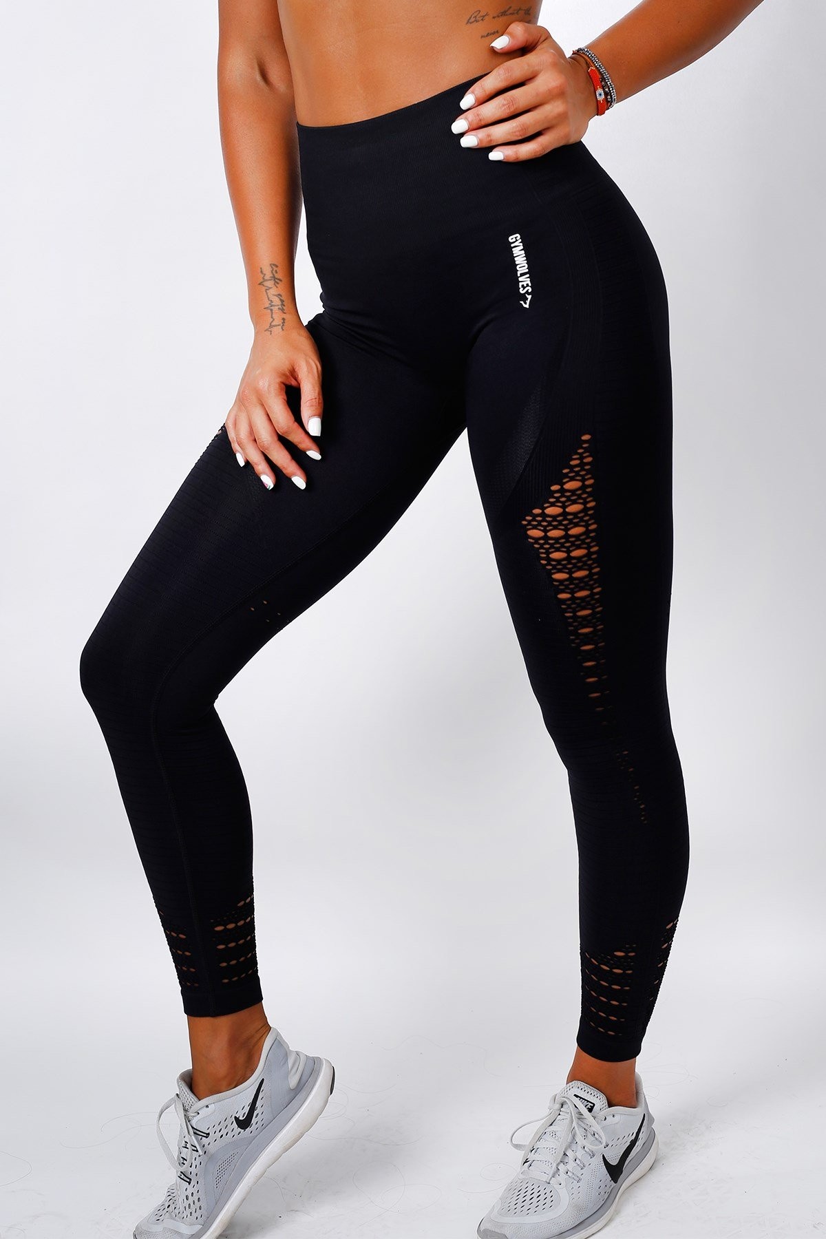 Gymwolves Dikişsiz Spor Tayt | Seamles Leggings | Siyah | Motive Serisi |