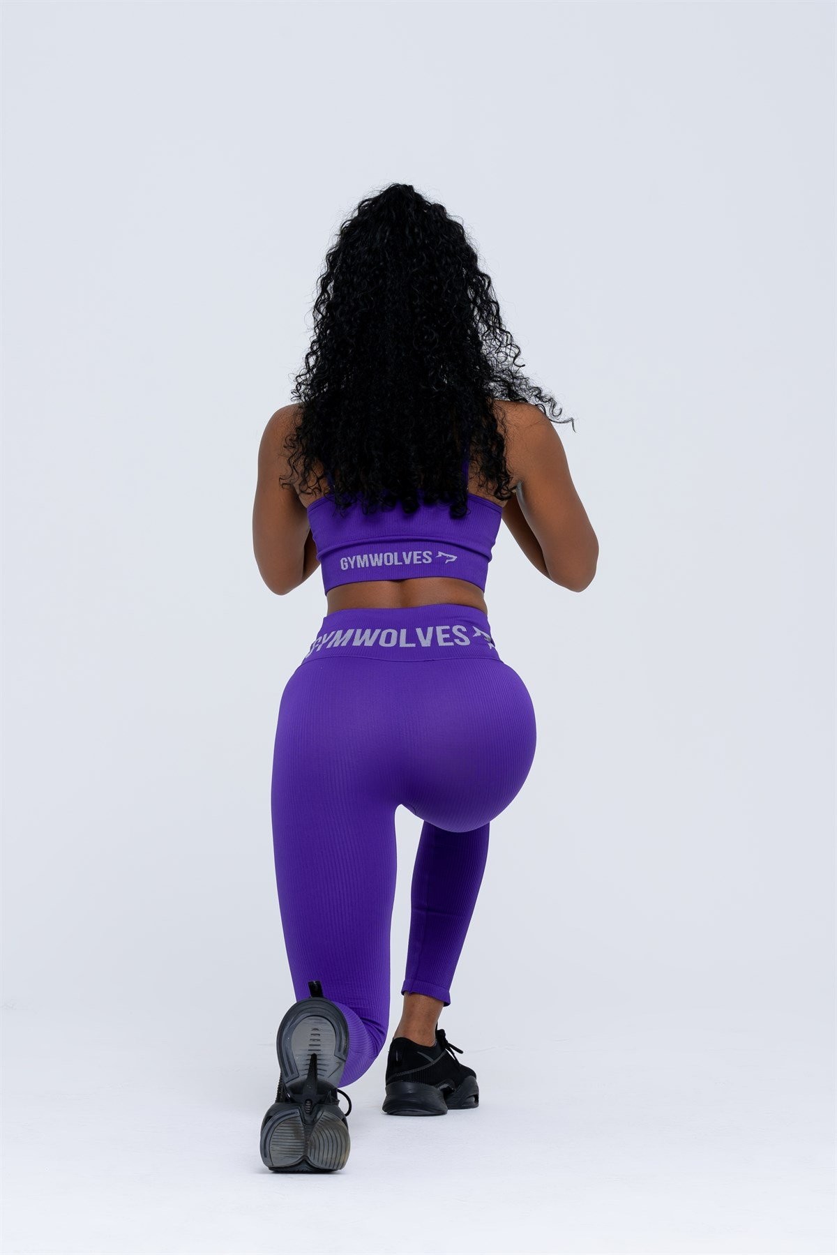 Gymwolves Dikişsiz Spor Tayt | Mor | Seamles Leggings | Fitilli | Anvelop Model |