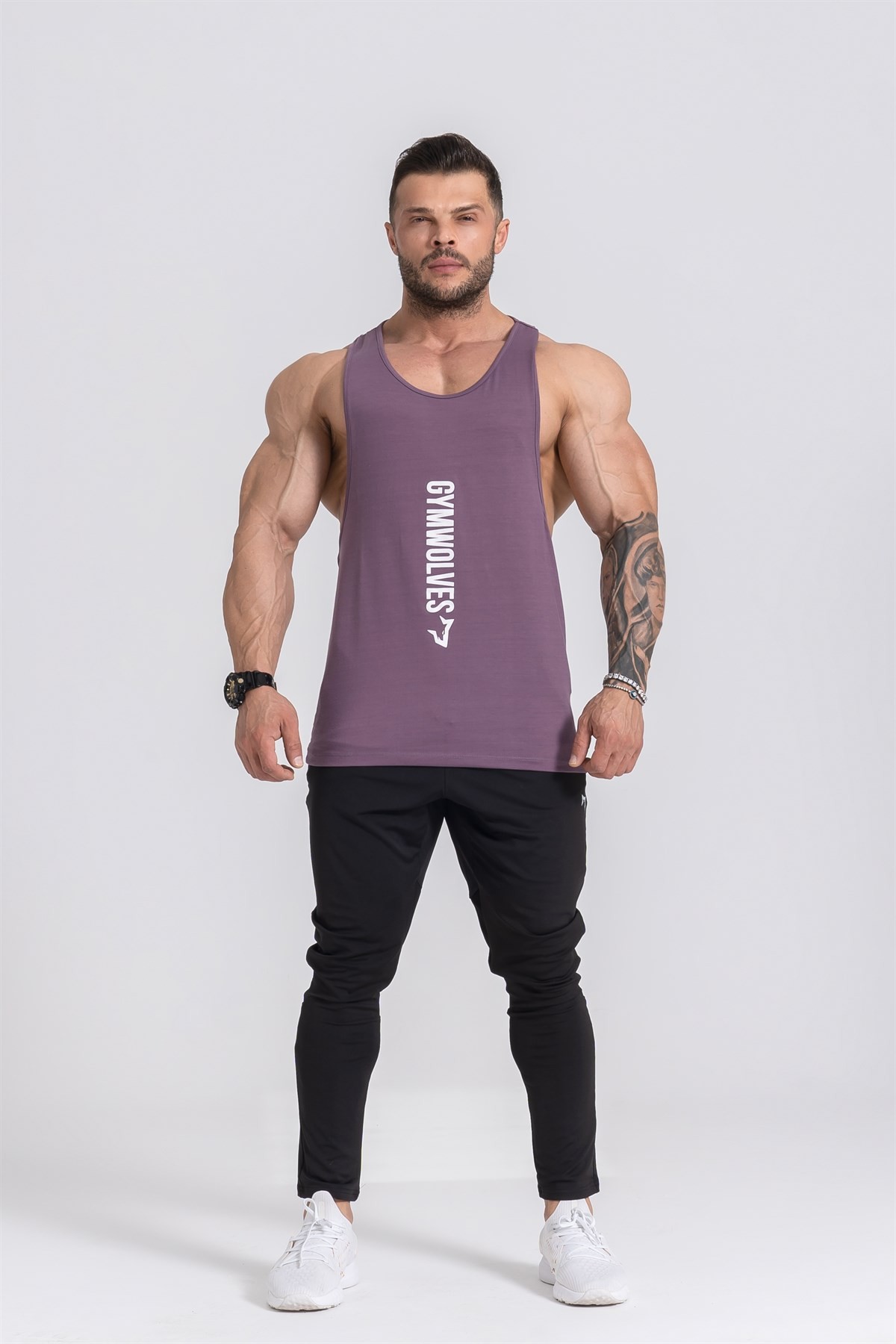 Gymwolves Spor Atleti | Stringer | Mor | Workout Tanktop | Comfortable Serisi