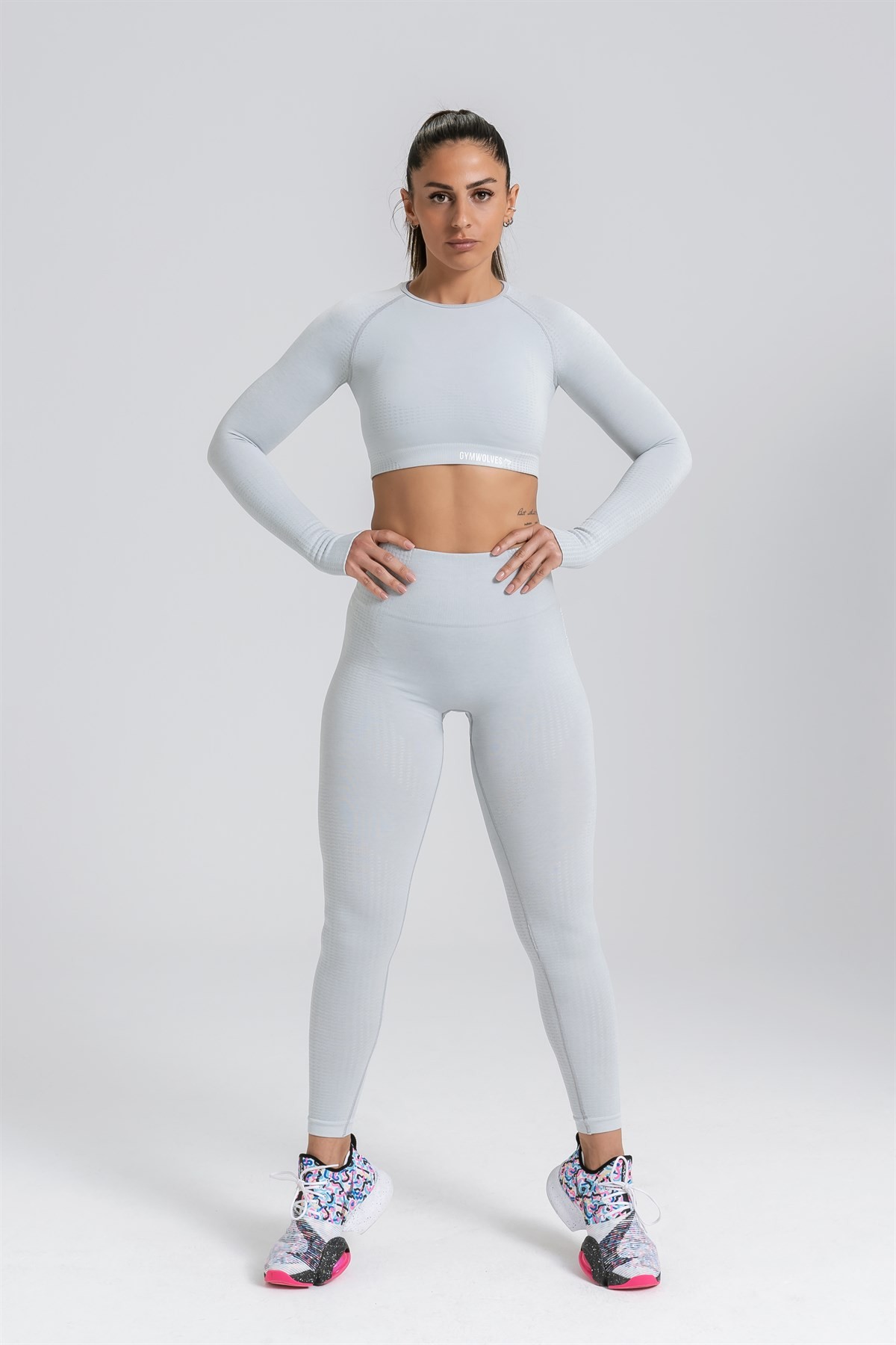 Gymwolves Dikişsiz Spor Tayt | Seamles Leggings | Açık Gri | Activated Serisi |