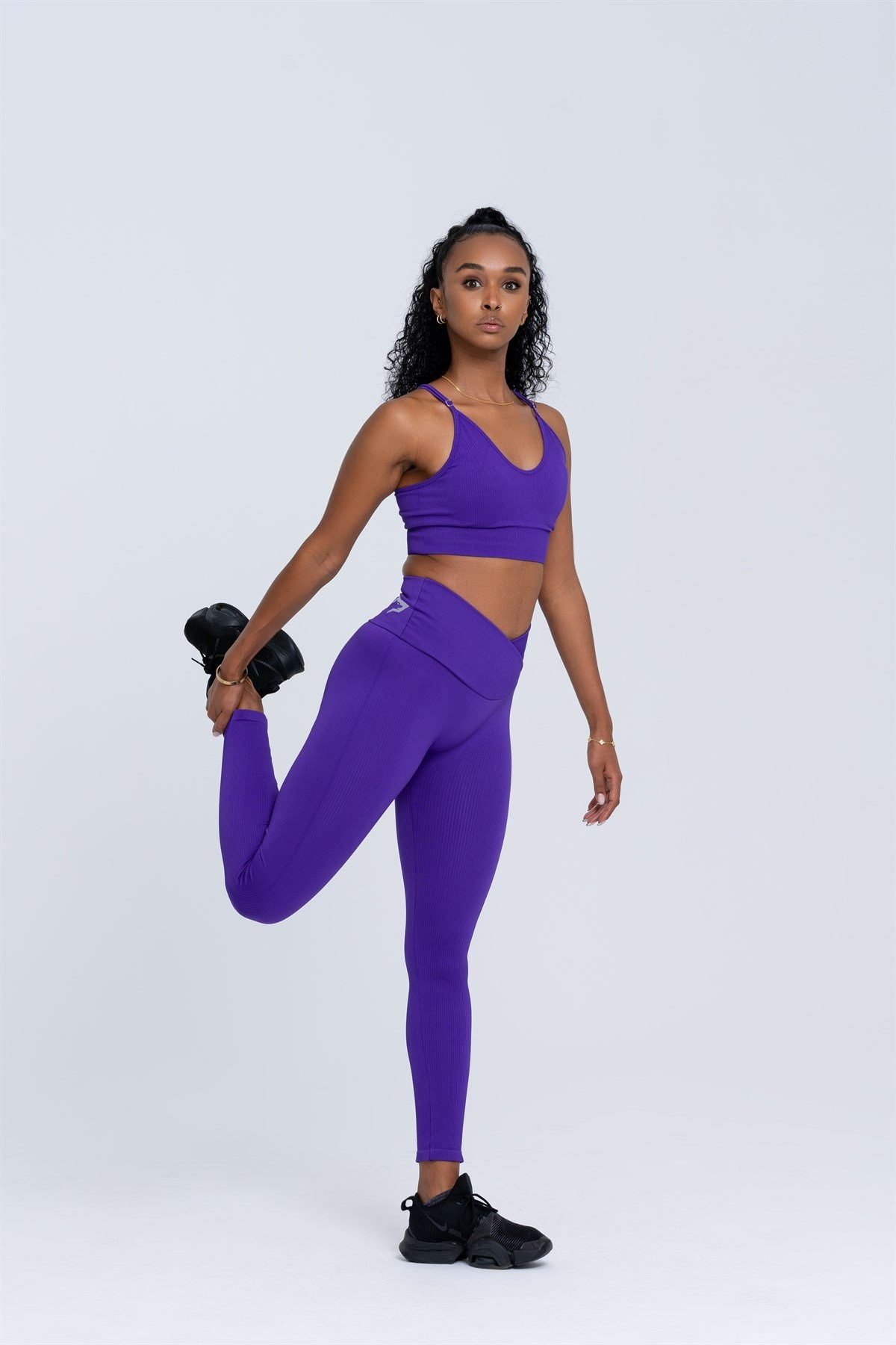 Gymwolves Dikişsiz Spor Tayt | Mor | Seamles Leggings | Fitilli | Anvelop Model |