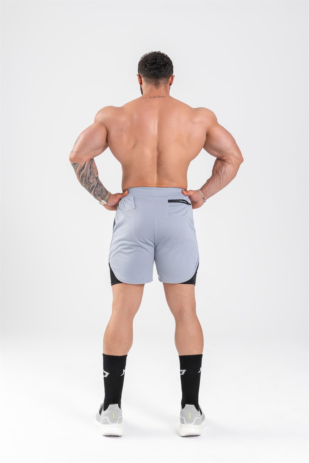 Gymwolves Erkek Spor Şort Çift Katmanlı | Light Gri | Comfortable Serisi |