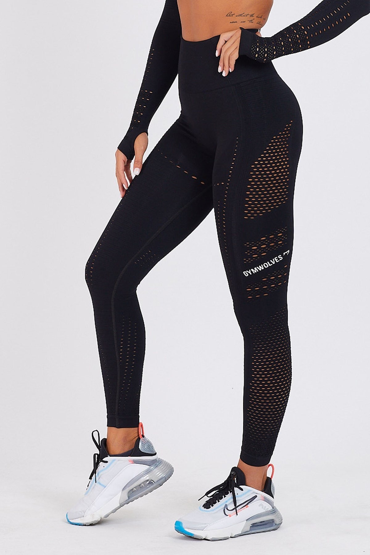 Gymwolves Dikişsiz Spor Tayt | Seamles Leggings | Siyah | Aktive Power Serisi |