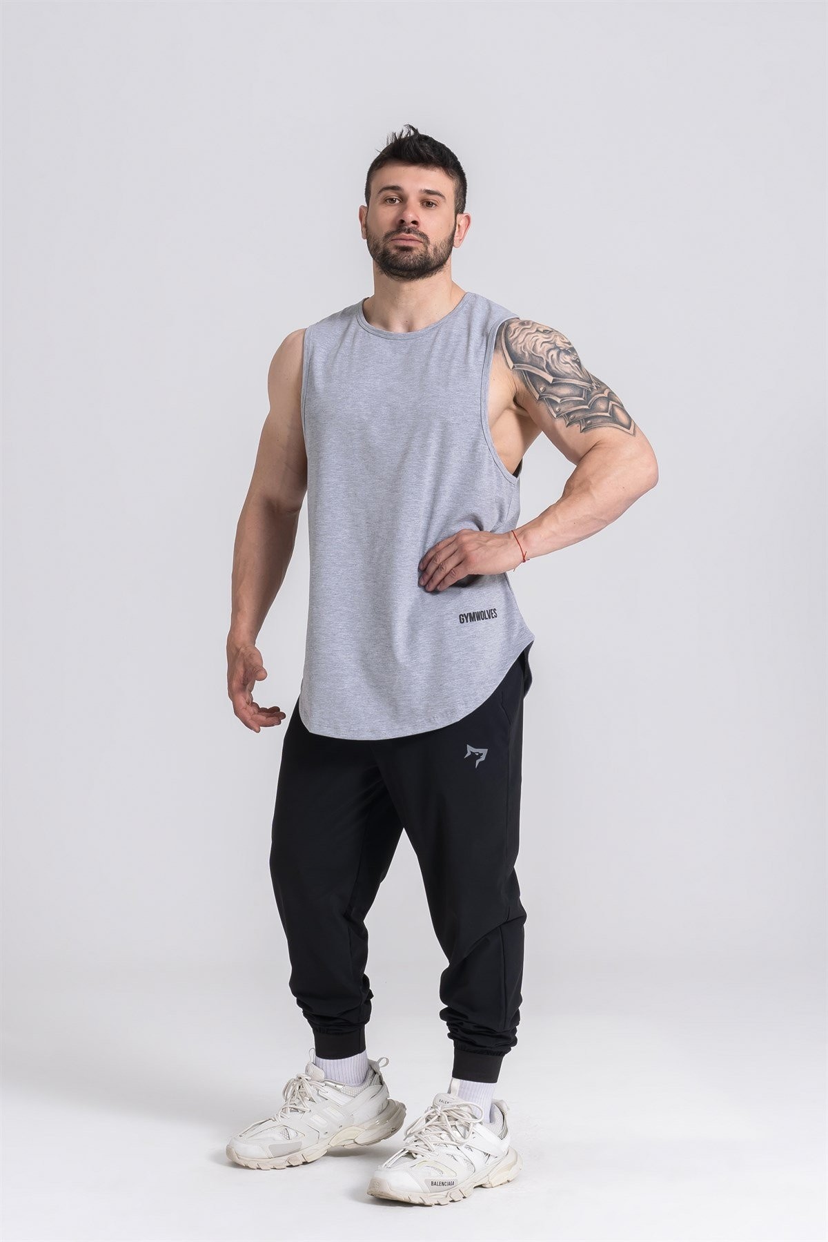 Gymwolves Erkek Kolsuz T-Shirt | Erkek Spor T-shirt | Mor | Workout Tanktop | Never Give Up |