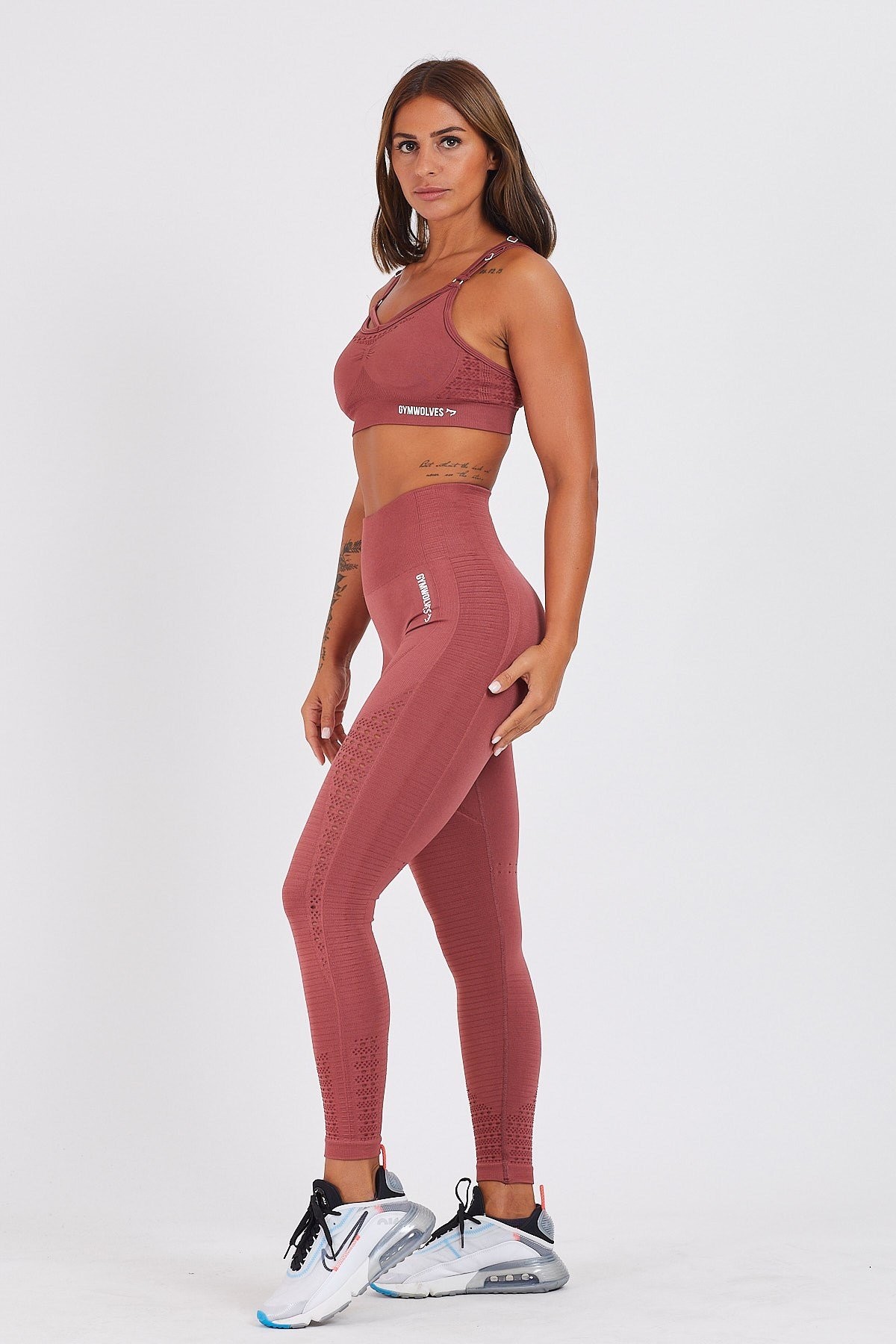 Gymwolves Dikişsiz Spor Tayt | Seamles Leggings | Koyu Kırmızı | Motive Serisi |