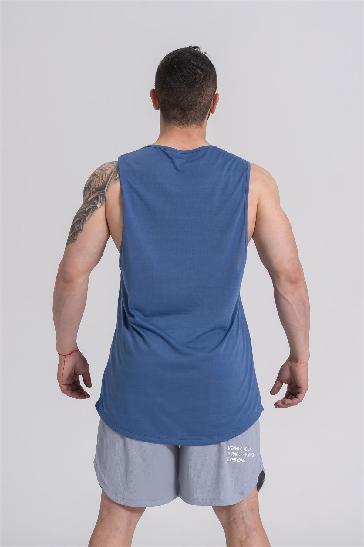 Gymwolves Erkek Kolsuz T-Shirt | Erkek Spor T-shirt | İndigo | Workout Tanktop |