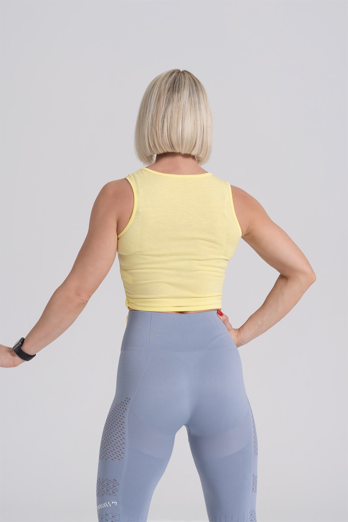 Gymwolves Bağ Detaylı Body Crop Tops | Sarı | Cotton Serisi |