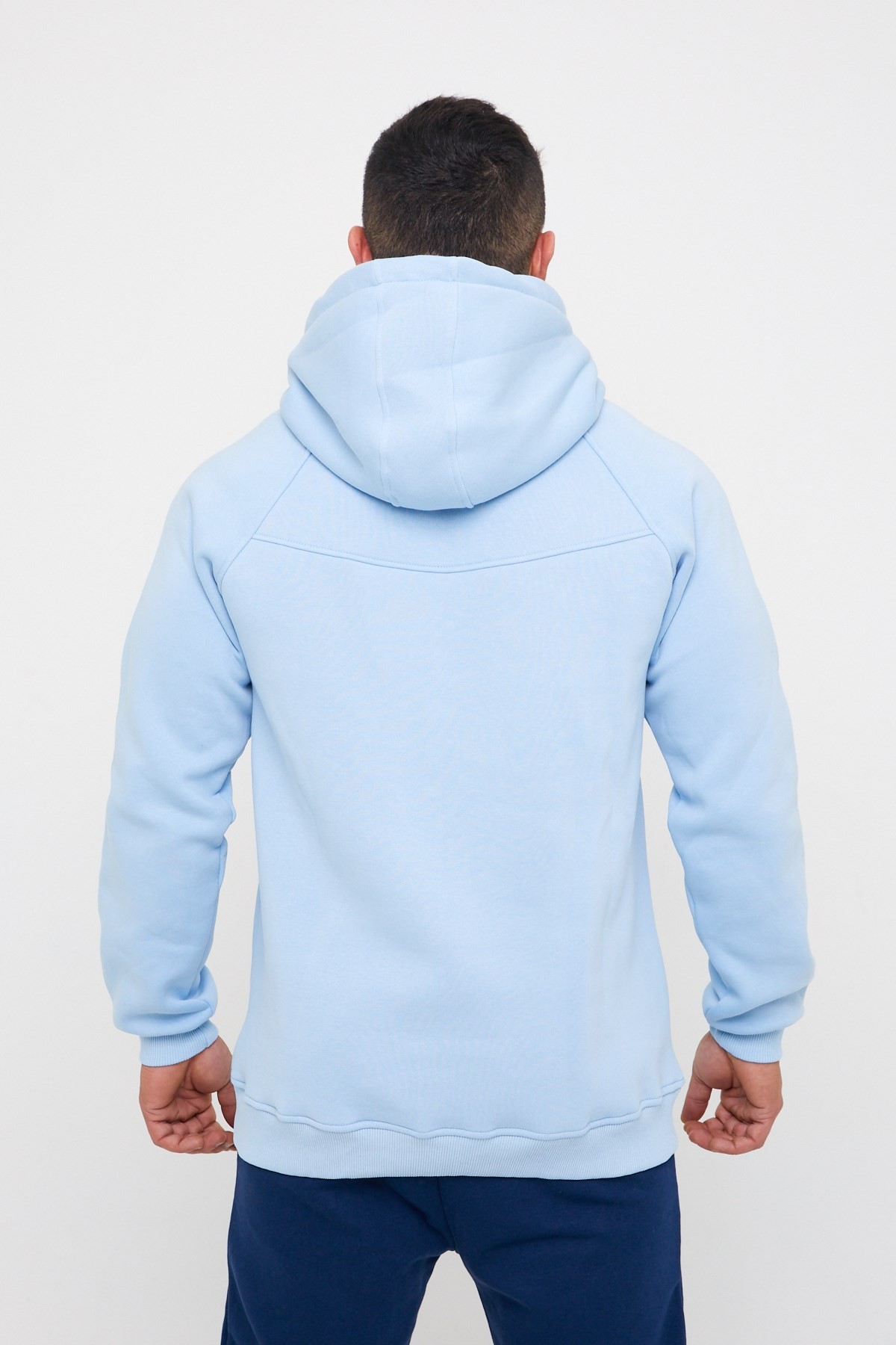 Gymwolves Erkek Kapüşonlu Sweatshirt | Light Blue | Hoodies |