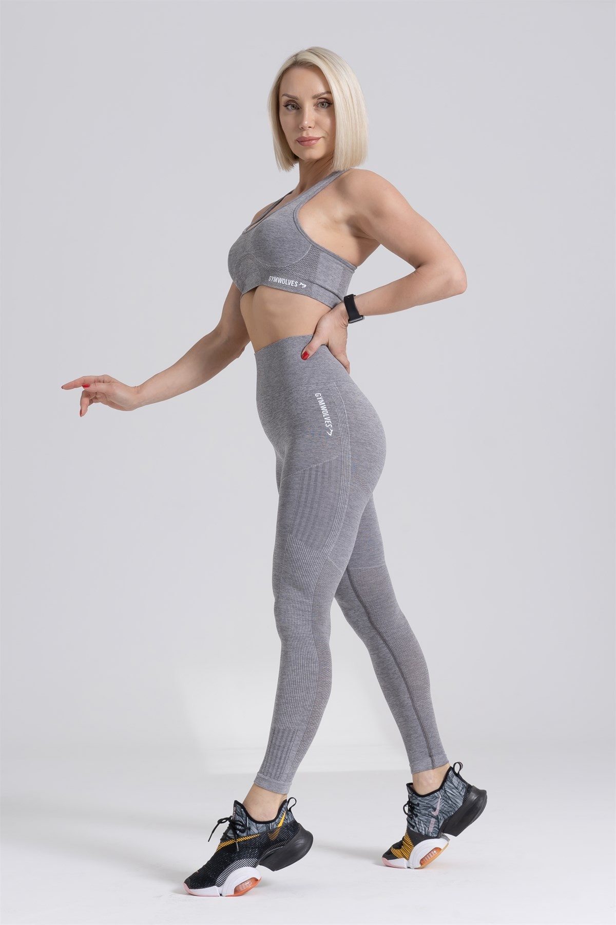 Gymwolves Dikişsiz Spor Tayt | Seamles Leggings | Gri | Enerji Serisi |