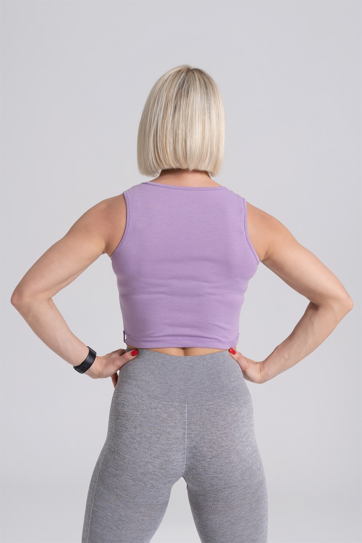 Gymwolves Bağ Detaylı Body Crop Tops | Mor | Cotton Serisi |