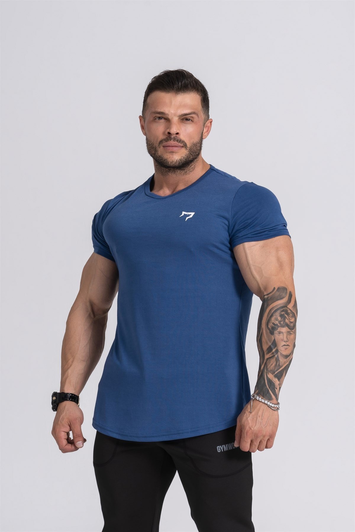 Gymwolves  Erkek Spor T-Shirt  | İndigo | Workout Tanktop |