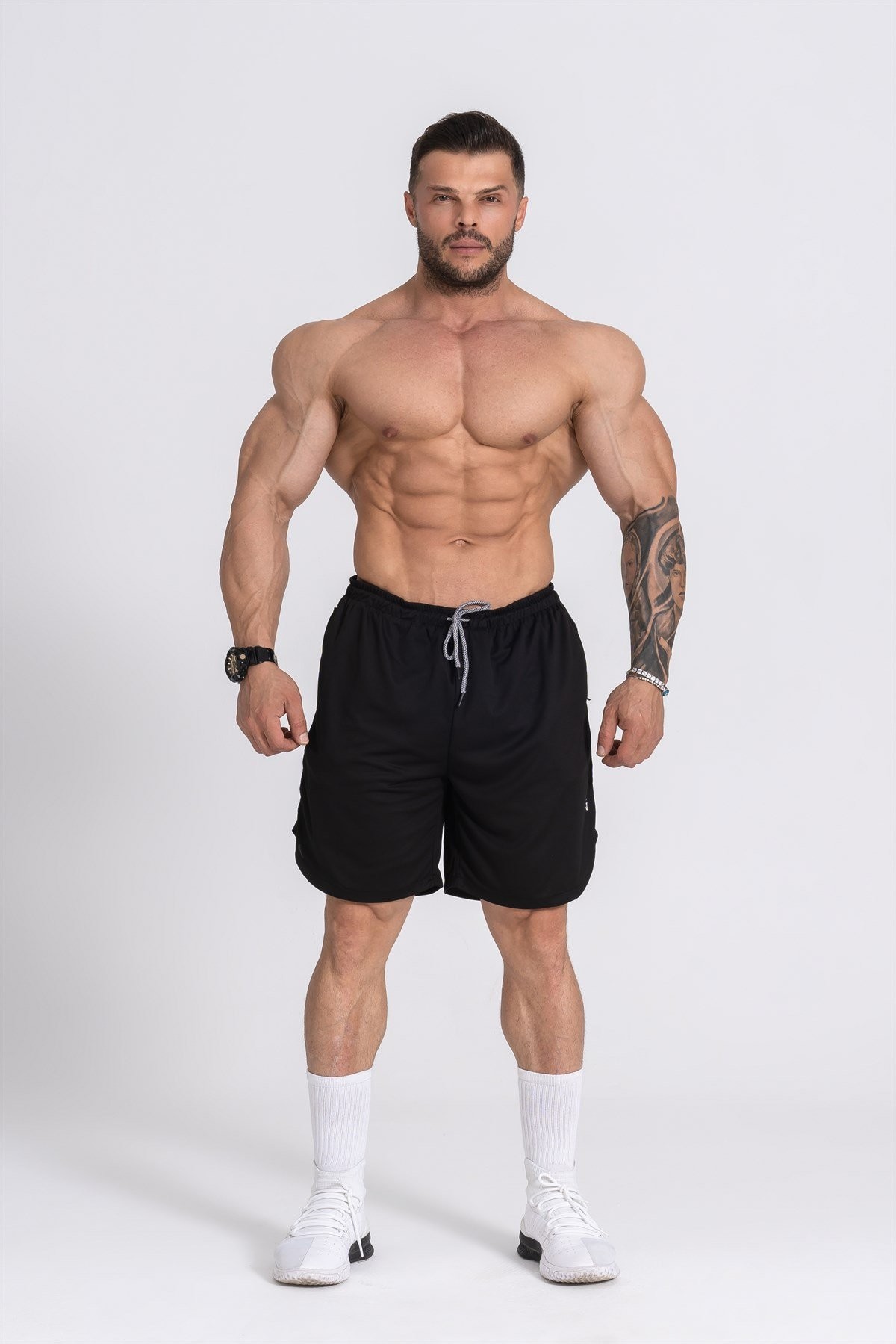 Gymwolves Erkek Spor Şort Çift Katmanlı | Siyah | Comfortable Serisi |