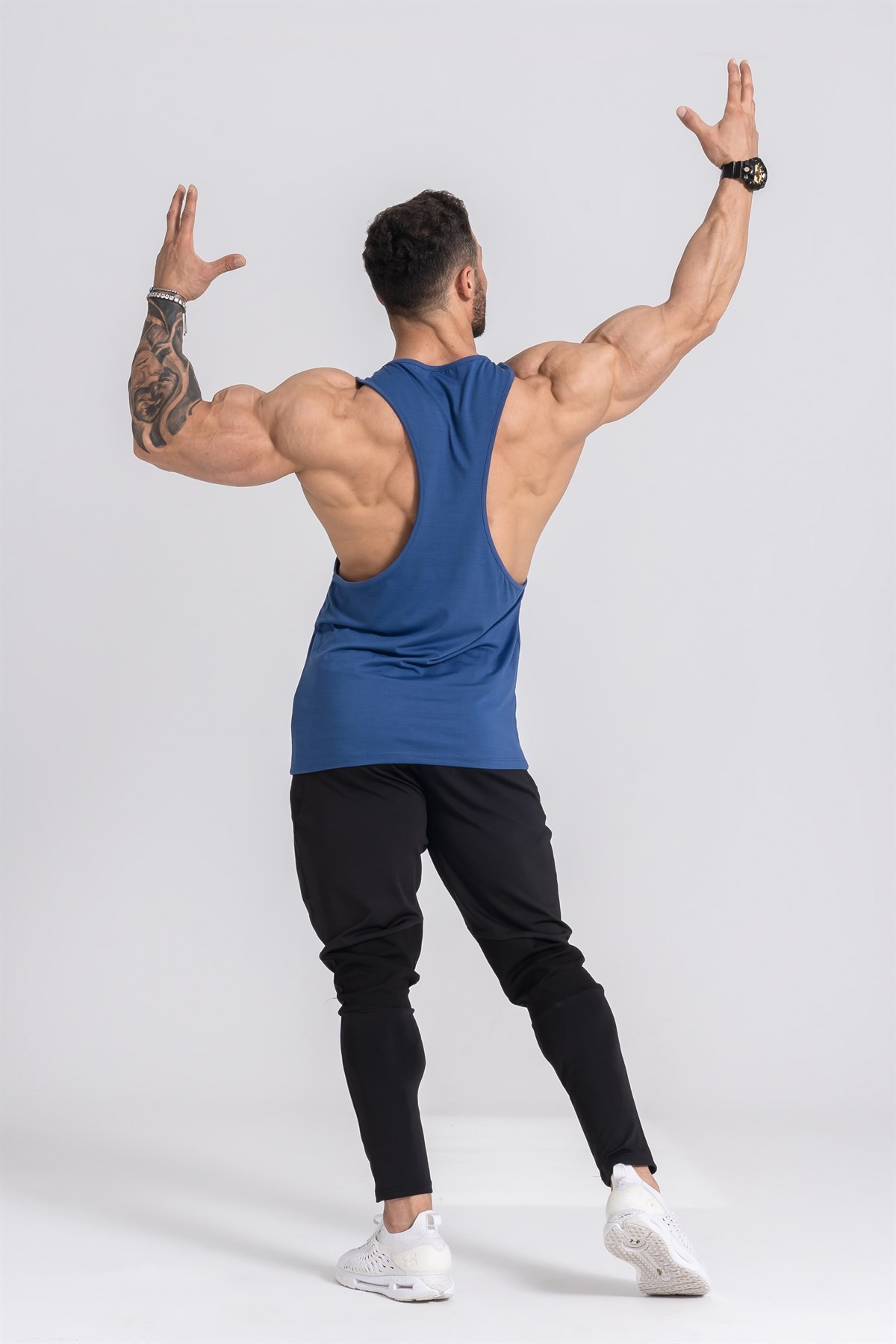 Gymwolves Spor Atleti | Stringer | İndigo | Workout Tanktop | Comfortable Serisi