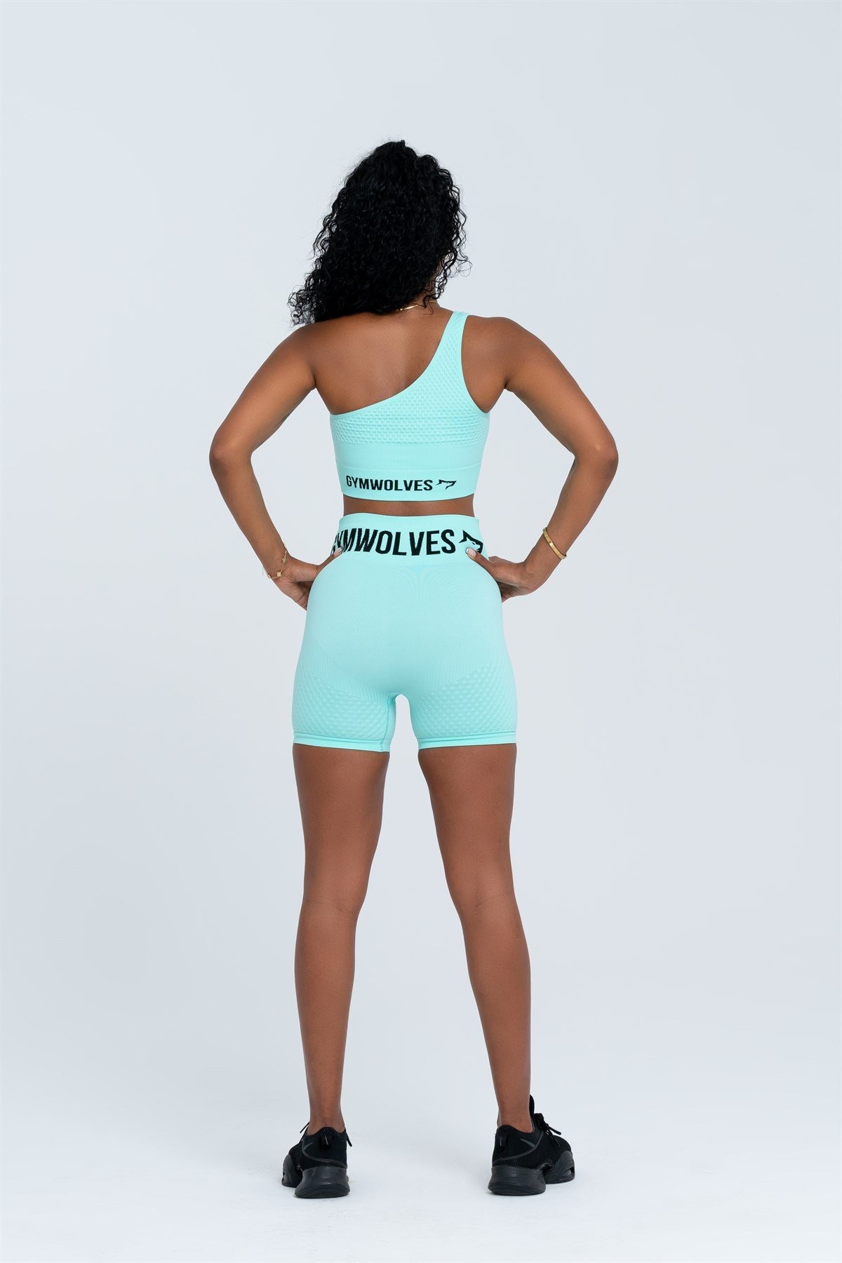 Gymwolves Dikişsiz Spor Sütyeni | Su Yeşili | Seamles Bras | Tek Omuz |