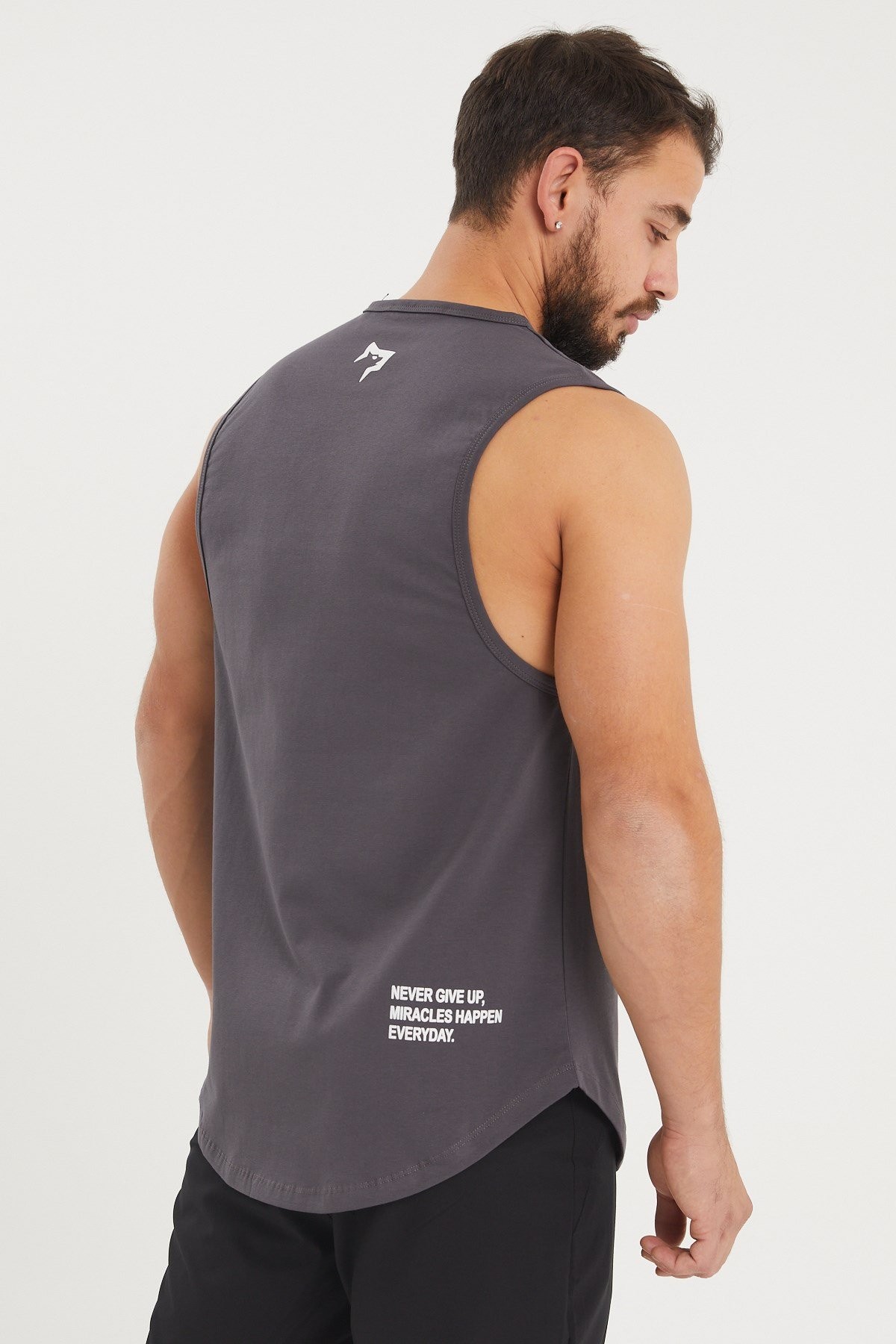 Gymwolves Erkek Kolsuz T-Shirt | Erkek Spor T-shirt | Füme | Workout Tanktop |