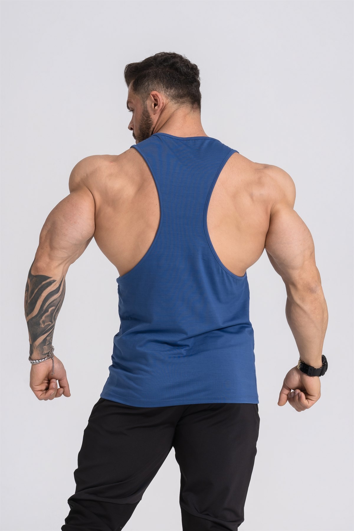 Gymwolves Spor Atleti | Stringer | İndigo | Workout Tanktop | Comfortable Serisi