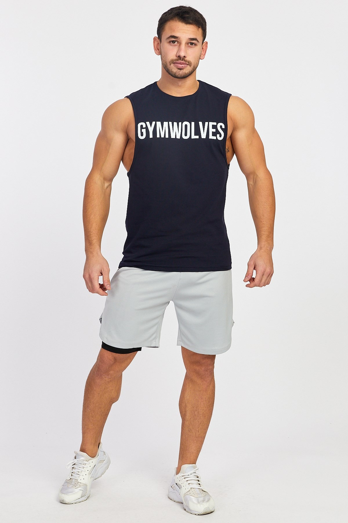 Gymwolves Erkek Kolsuz T-Shirt | Erkek Spor T-shirt | Lacivert | Workout Tanktop |