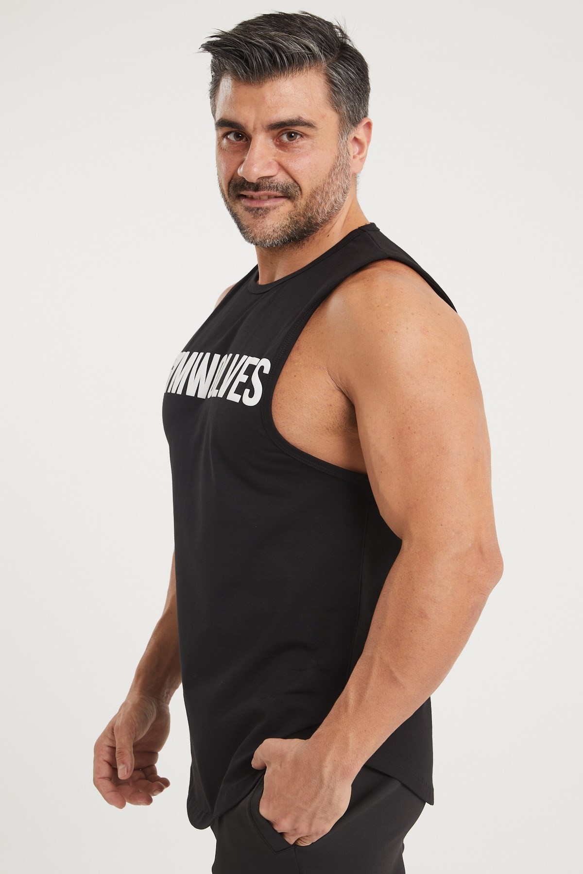 Gymwolves Erkek Kolsuz T-Shirt | Erkek Spor T-shirt | Siyah | Workout Tanktop |