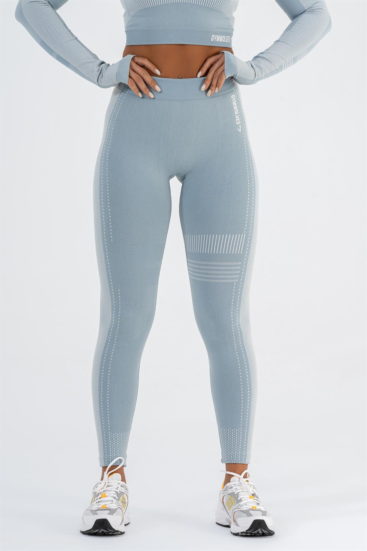Gymwolves Dikişsiz Spor Tayt | Light Blue | Seamles Leggings |