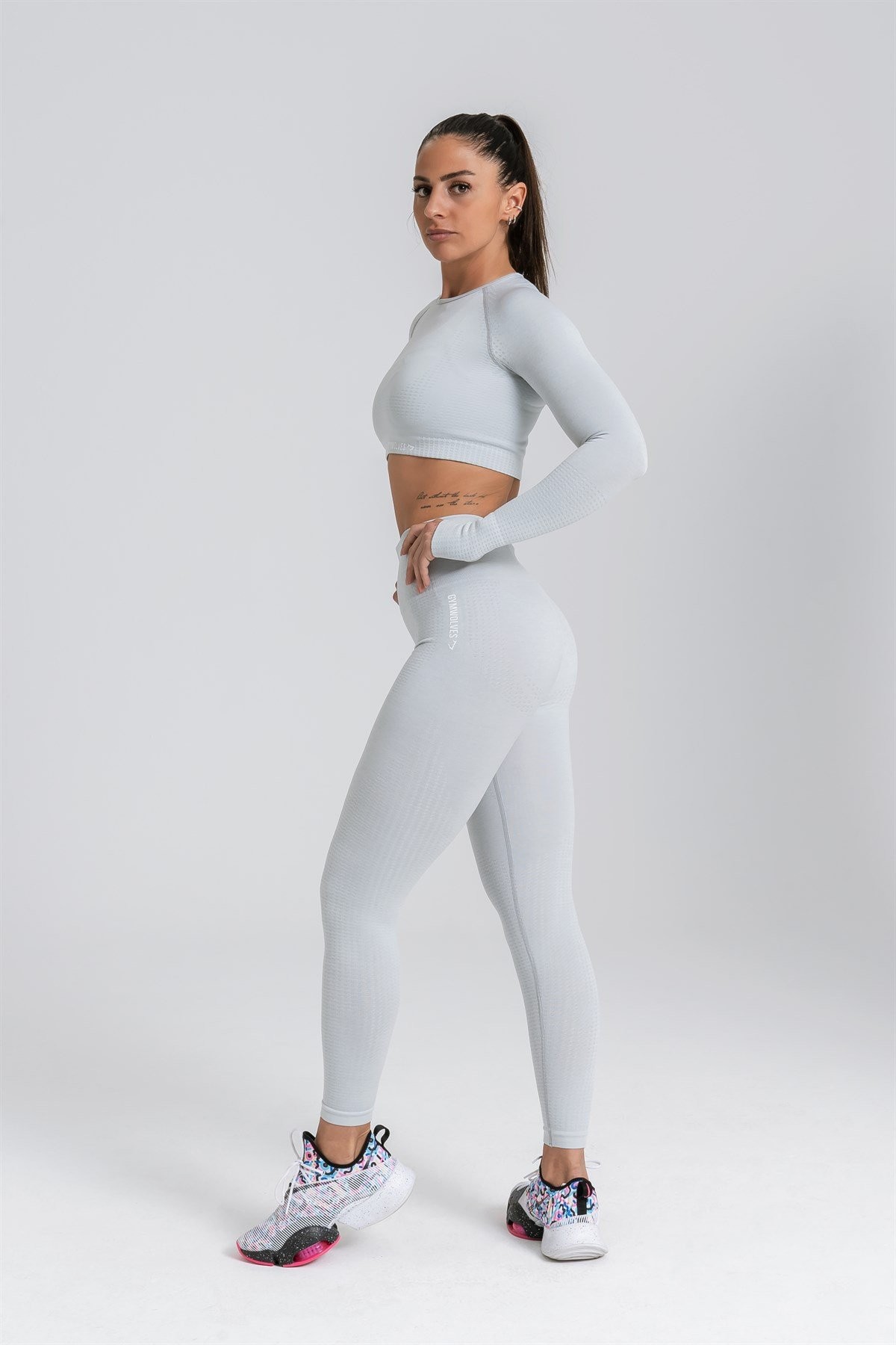Gymwolves Dikişsiz Spor Tayt | Seamles Leggings | Açık Gri | Activated Serisi |