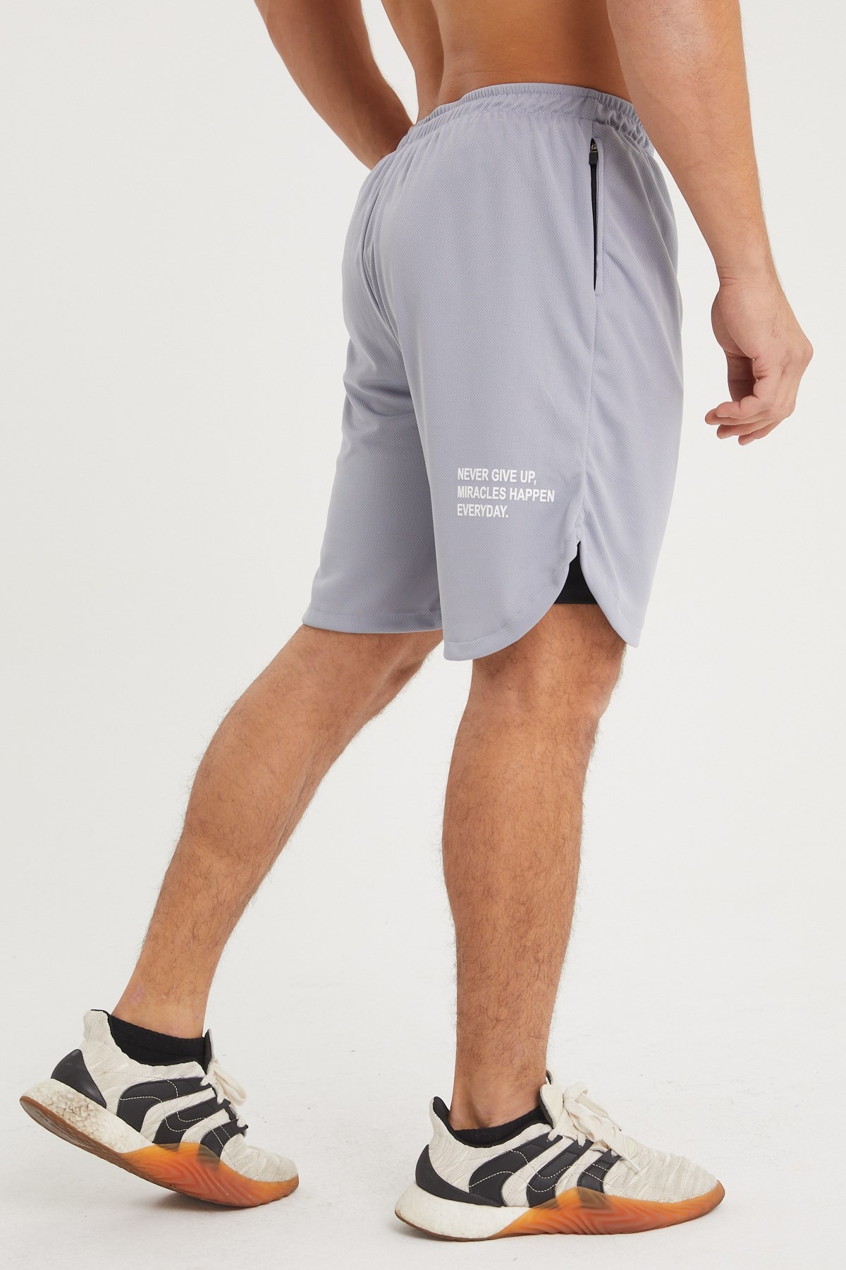 Gymwolves Erkek Spor Şort Çift Katmanlı | Açık Gri | Comfortable Serisi |