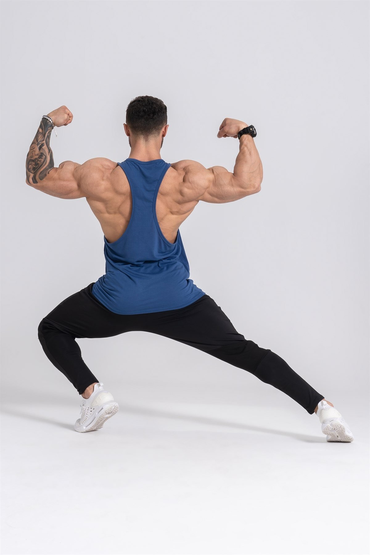 Gymwolves Erkek Spor Atleti | Stringer | Workout Tanktop | İndigo | Wolf Serisi