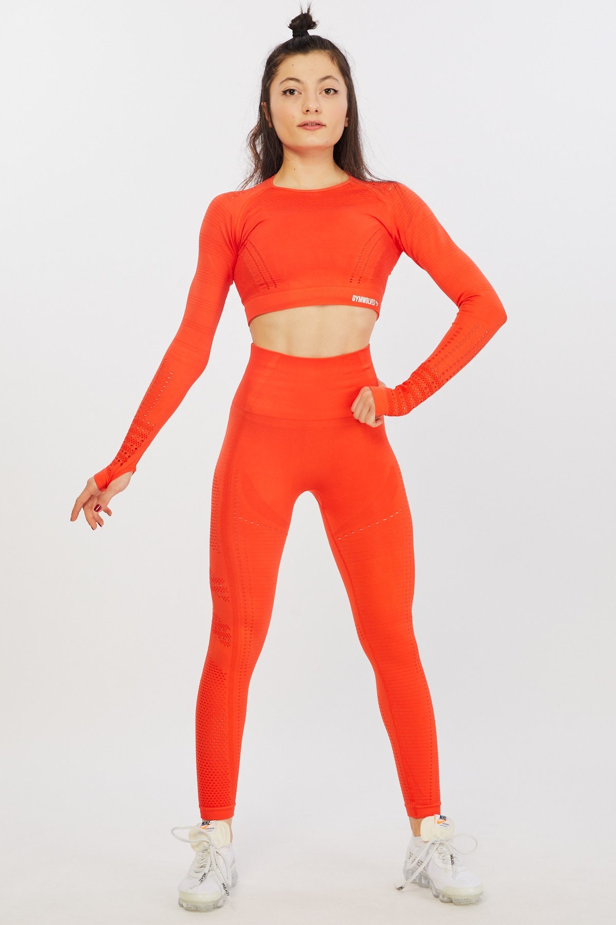 Gymwolves Dikişsiz Spor Tayt | Seamles Leggings | Turuncu | Aktive Power Serisi |