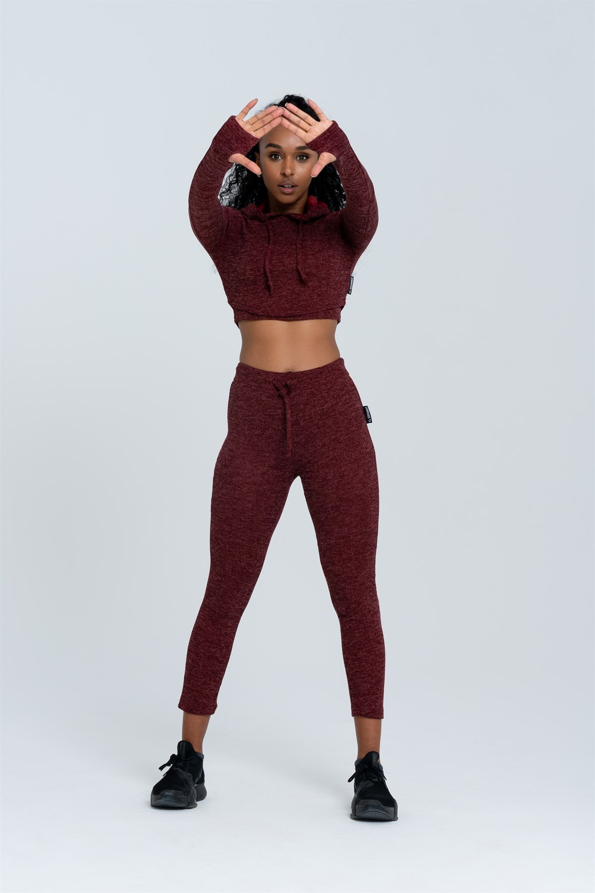 Gymwolves Kadın Eşofman Takımı 3 lü Set | Kırmızı | Bra | Hoodie | Bottom |