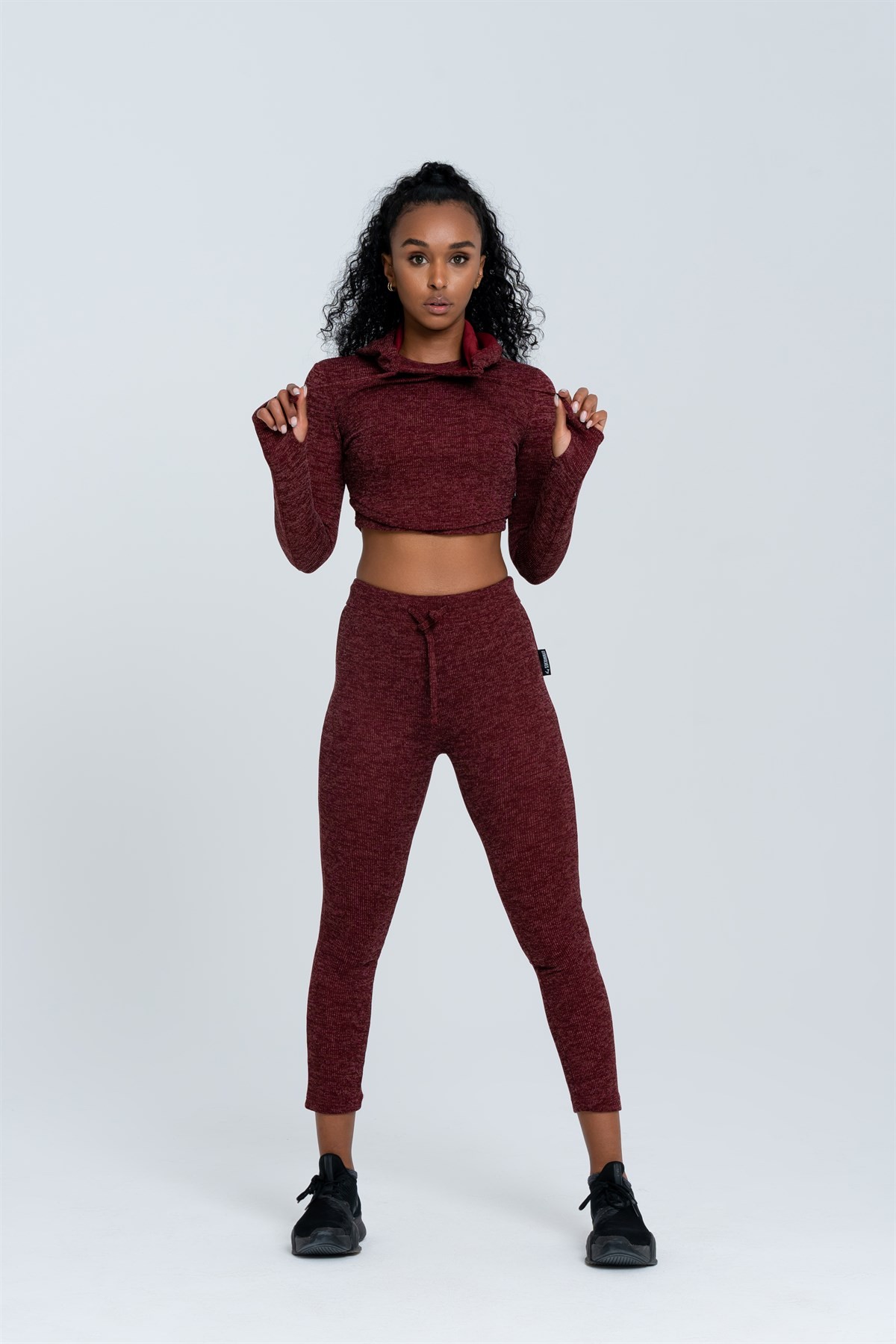 Gymwolves Kadın Eşofman Takımı 3 lü Set | Kırmızı | Bra | Hoodie | Bottom |