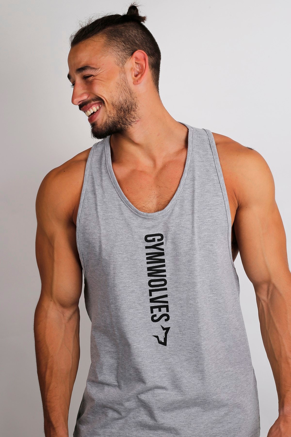 Gymwolves Spor Atleti | Stringer | Workout Tanktop | Gri | Comfortable Serisi