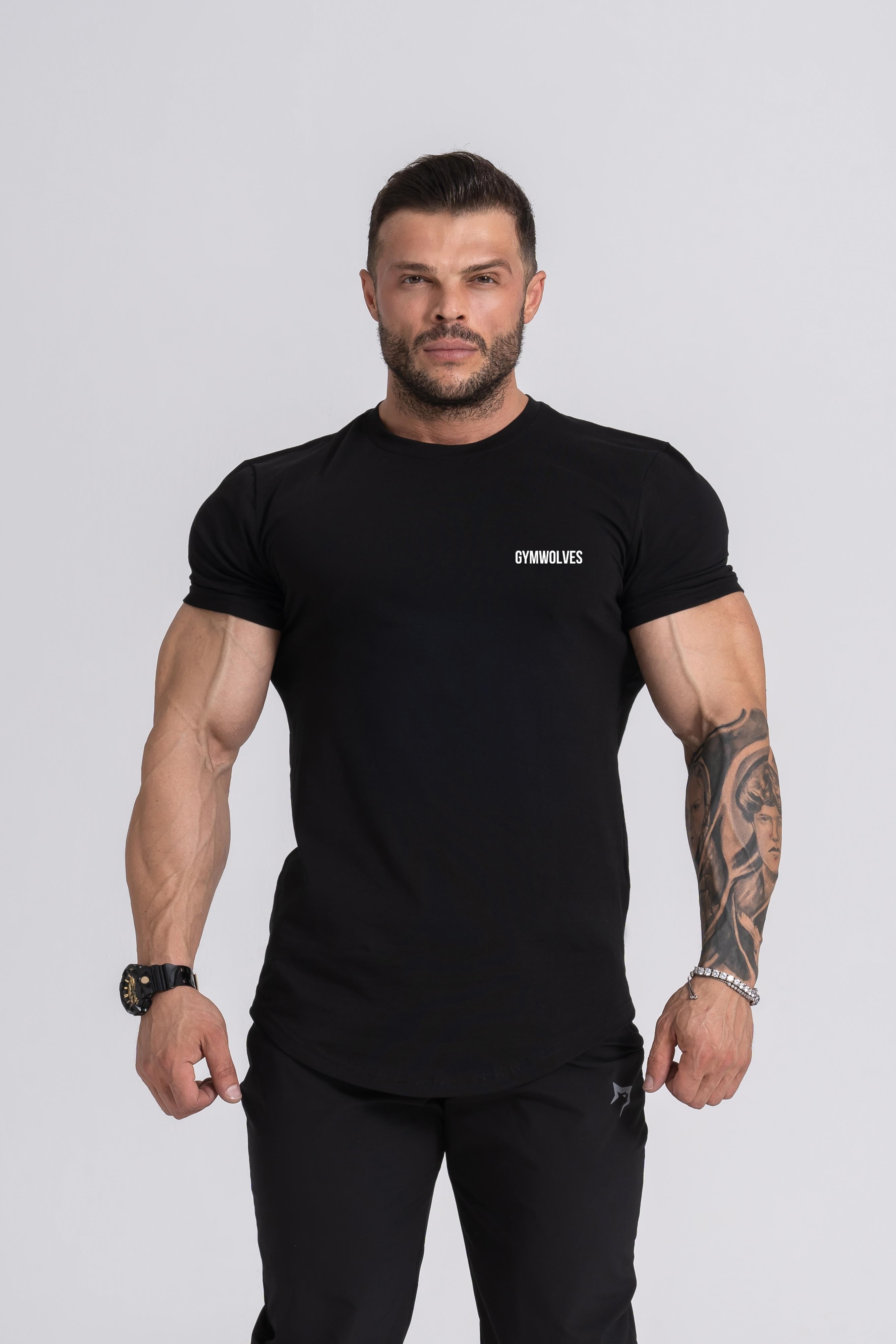 Gymwolves Erkek T-Shirt | Tişört | Erkek Spor T-Shirt | Workout | Siyah |