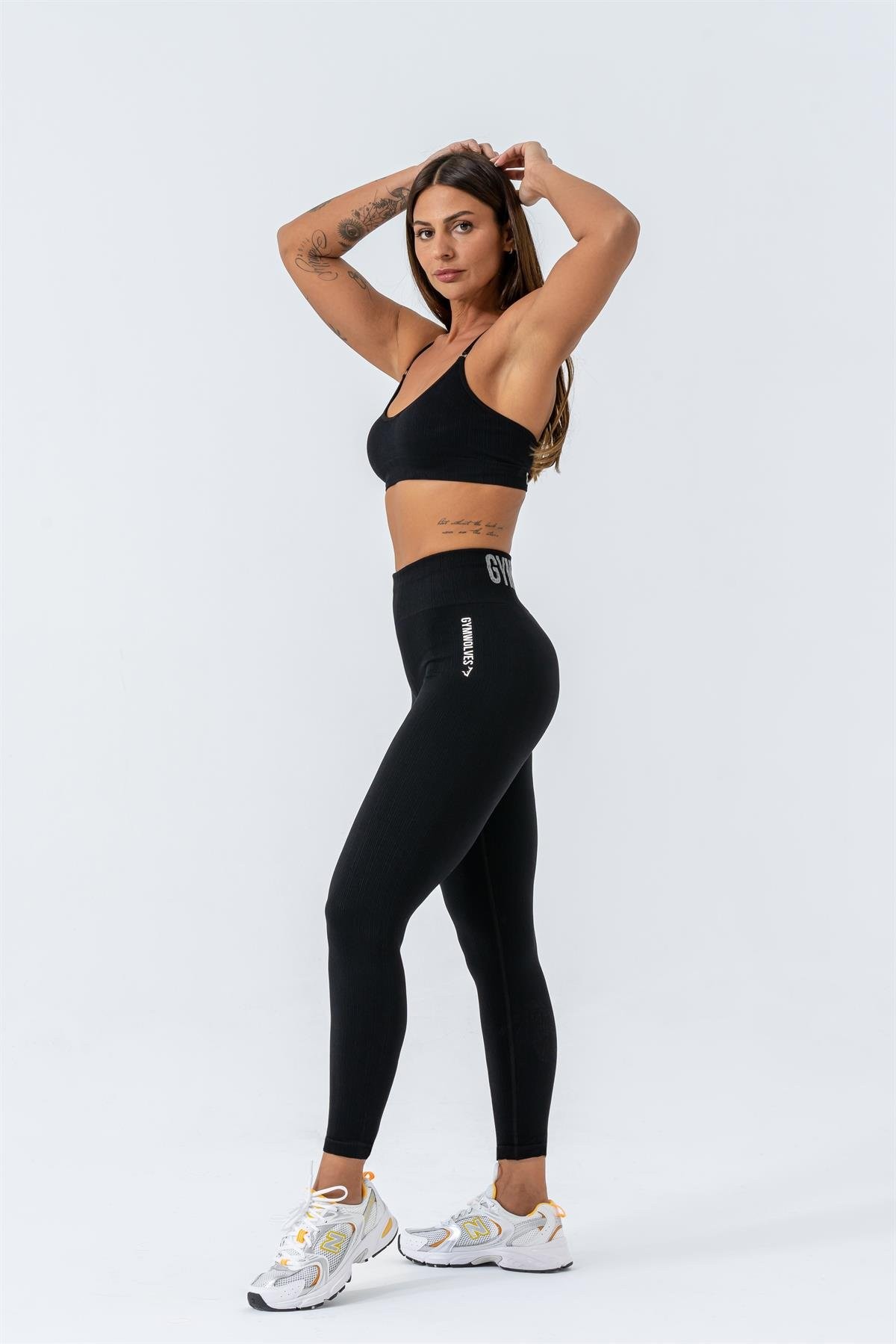 Gymwolves Dikişsiz Spor Sütyeni | Siyah | Seamles Bras | İnce Fitilli Model |