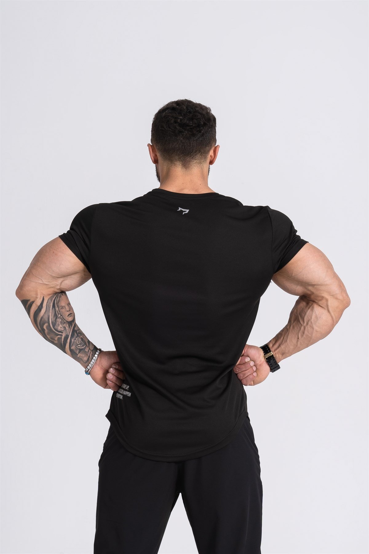 Gymwolves Pro Air Erkek Spor T-Shirt | Workout Tanktop | Never Give Up | Siyah | Pro Serisi |