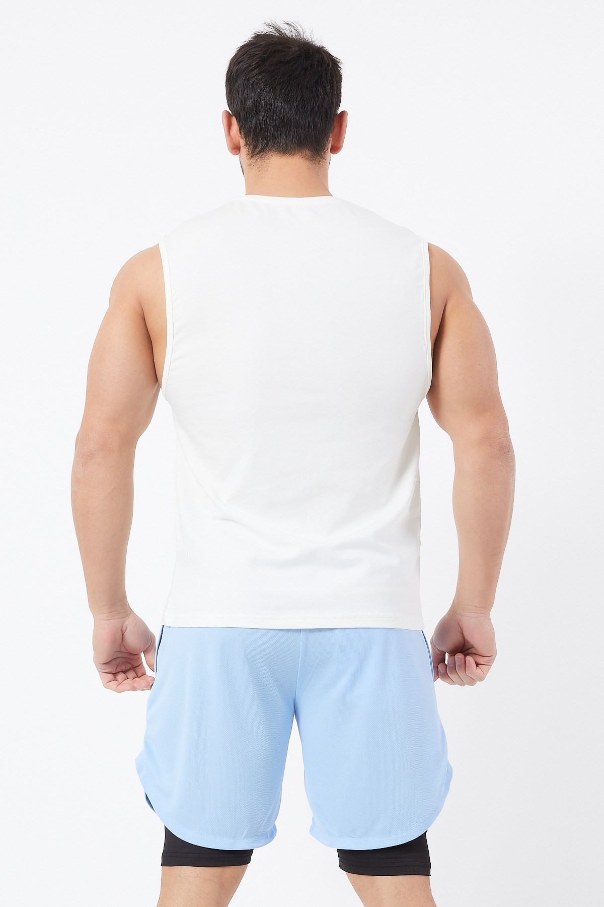 Gymwolves Erkek Kolsuz T-Shirt | Erkek Spor T-shirt | Krem | Workout Tanktop |