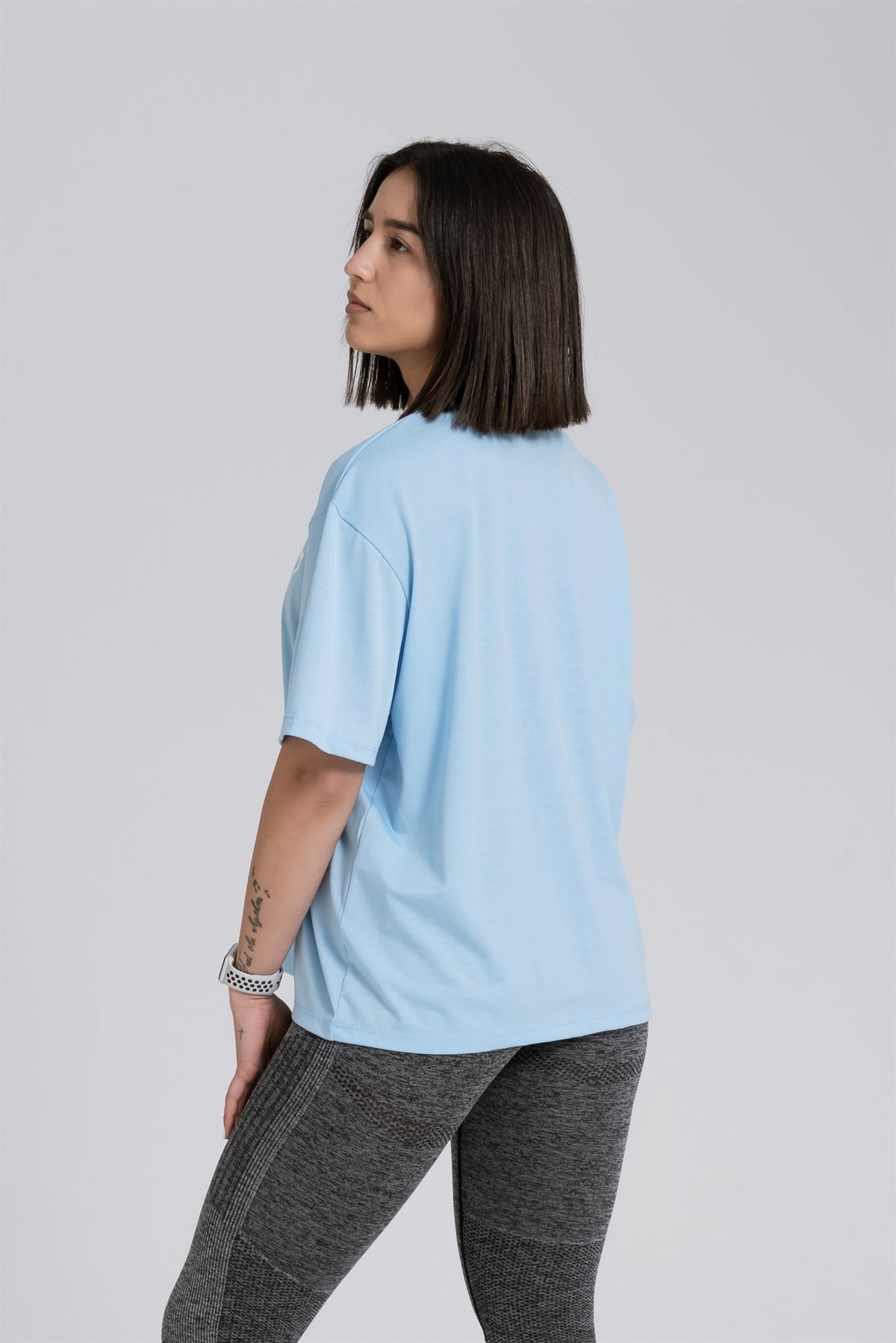 Gymwolves Oversize Kadın T-Shirt | Light Blue | Cotton Serisi |
