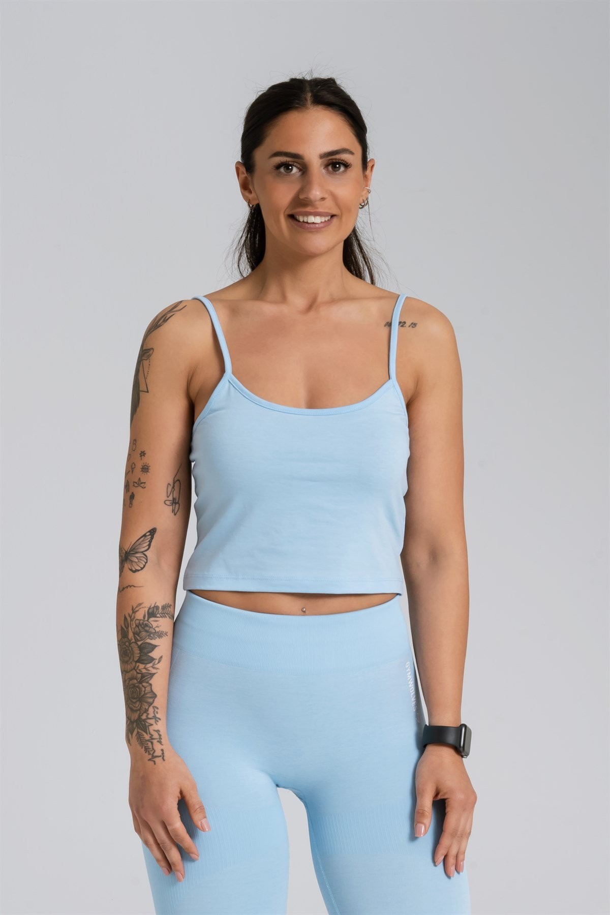 Gymwolves Askılı Body Crop Tops | Açık Mavi | Cotton Serisi |